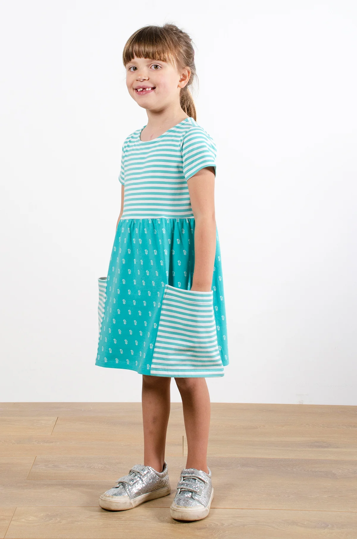 Block Print Green Mix and Match Dress - Image 4