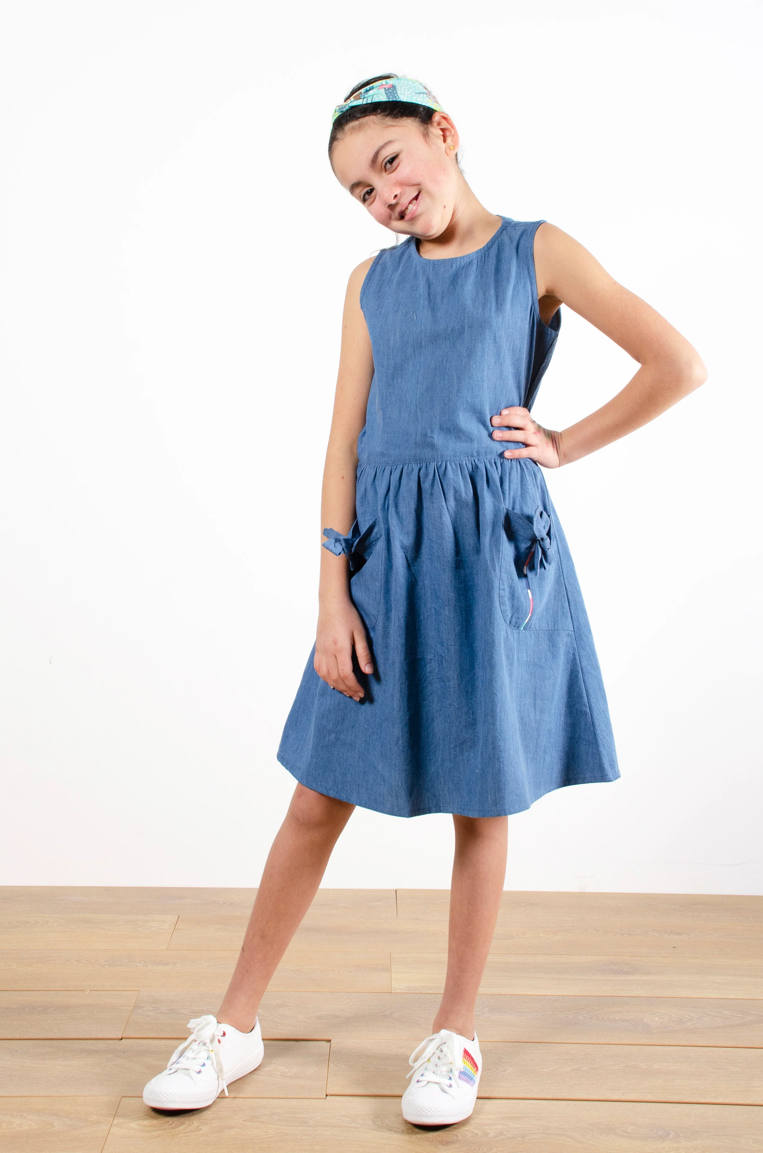 Bow Detail Denim Dress - Image 4