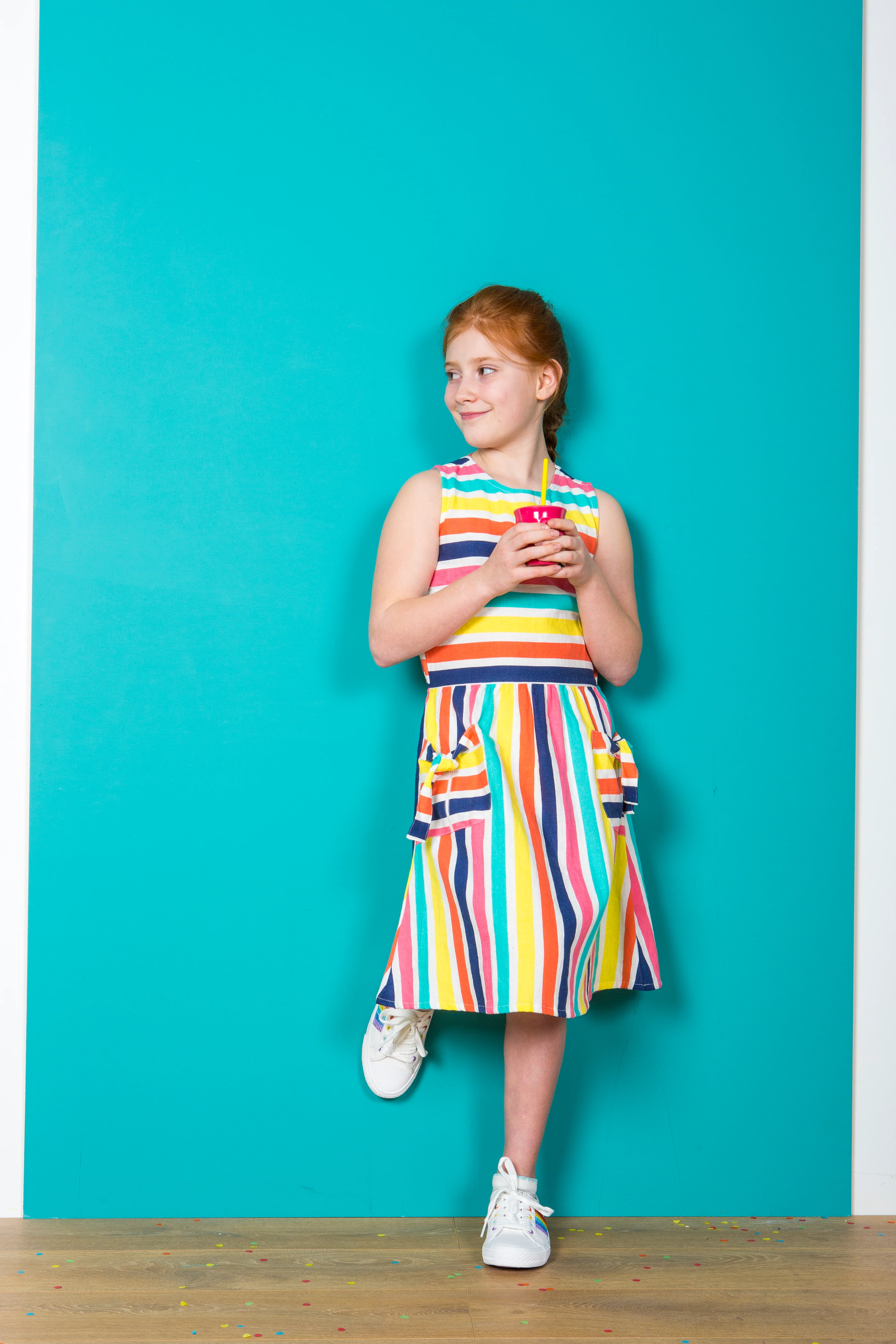 Bow Detail Multicoloured Stripe Dress - Image 4