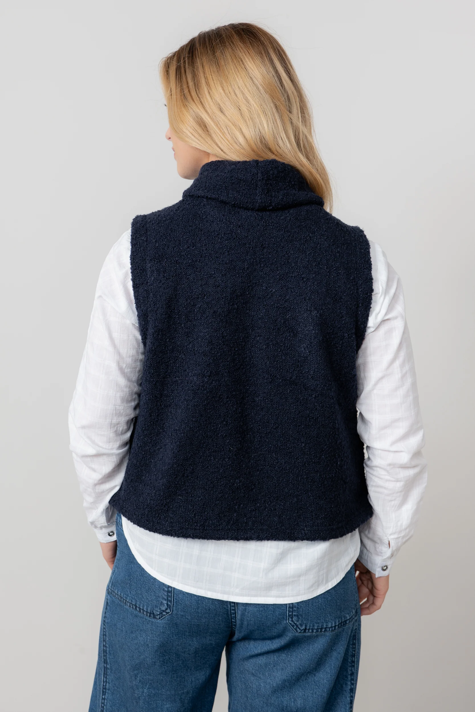 Bramble Boucle Knit Cowl Neck Tank Navy - Image 4