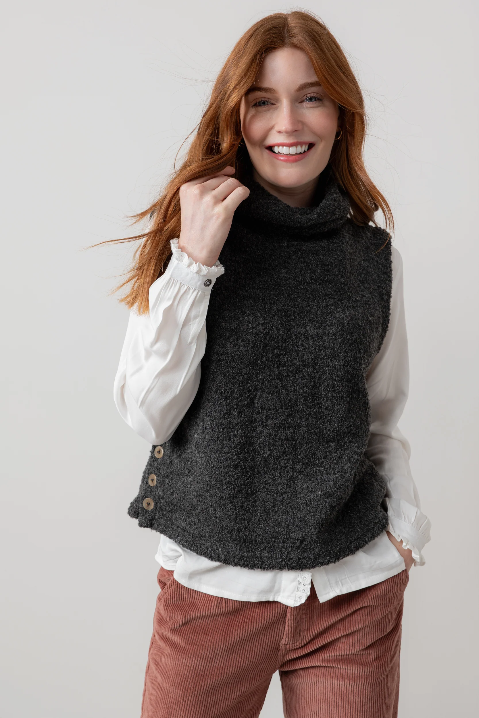 Bramble Boucle Knit Tank Charcoal - Image 2