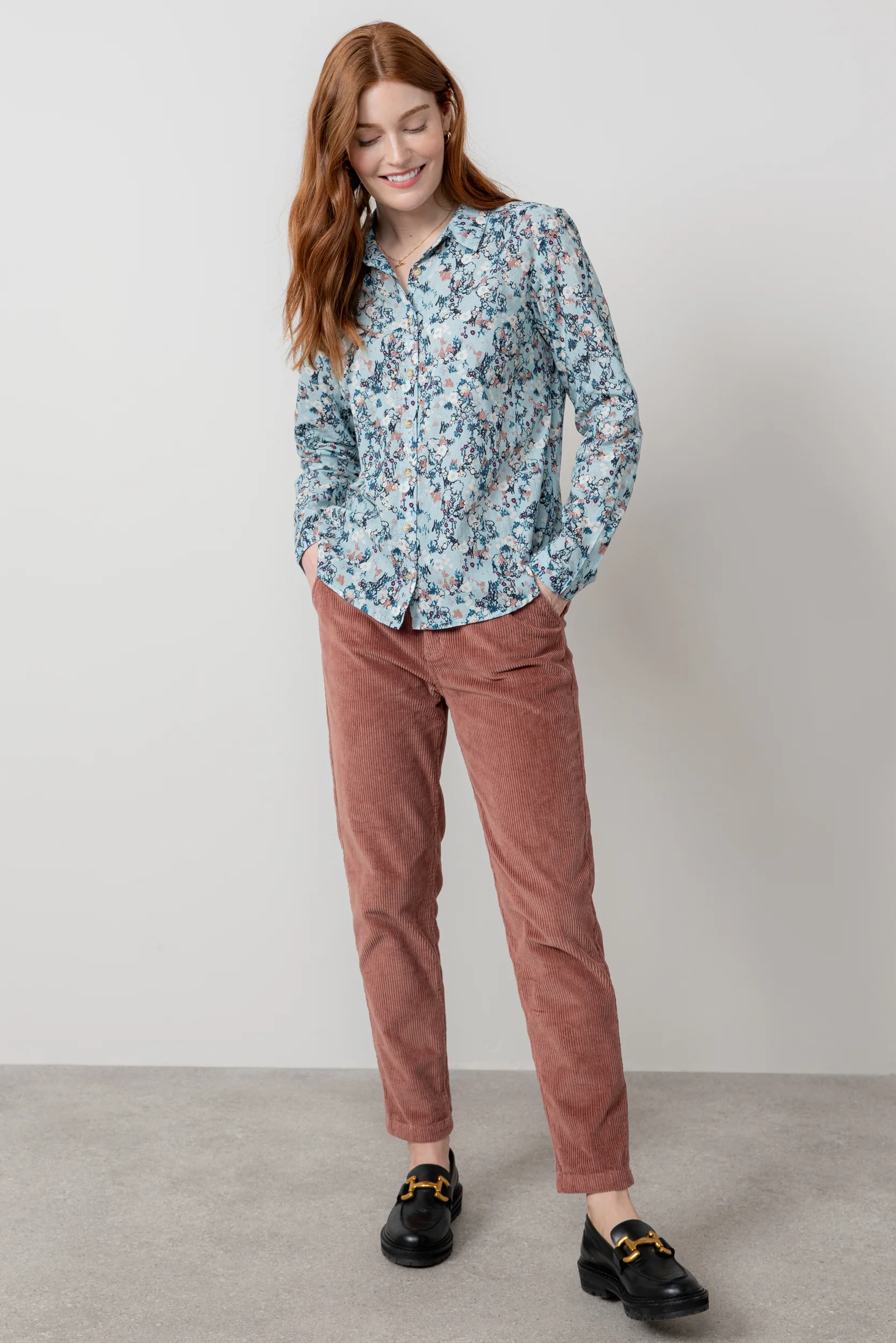 Brookend Stretch Cord Trouser Antique Rose - Image 3