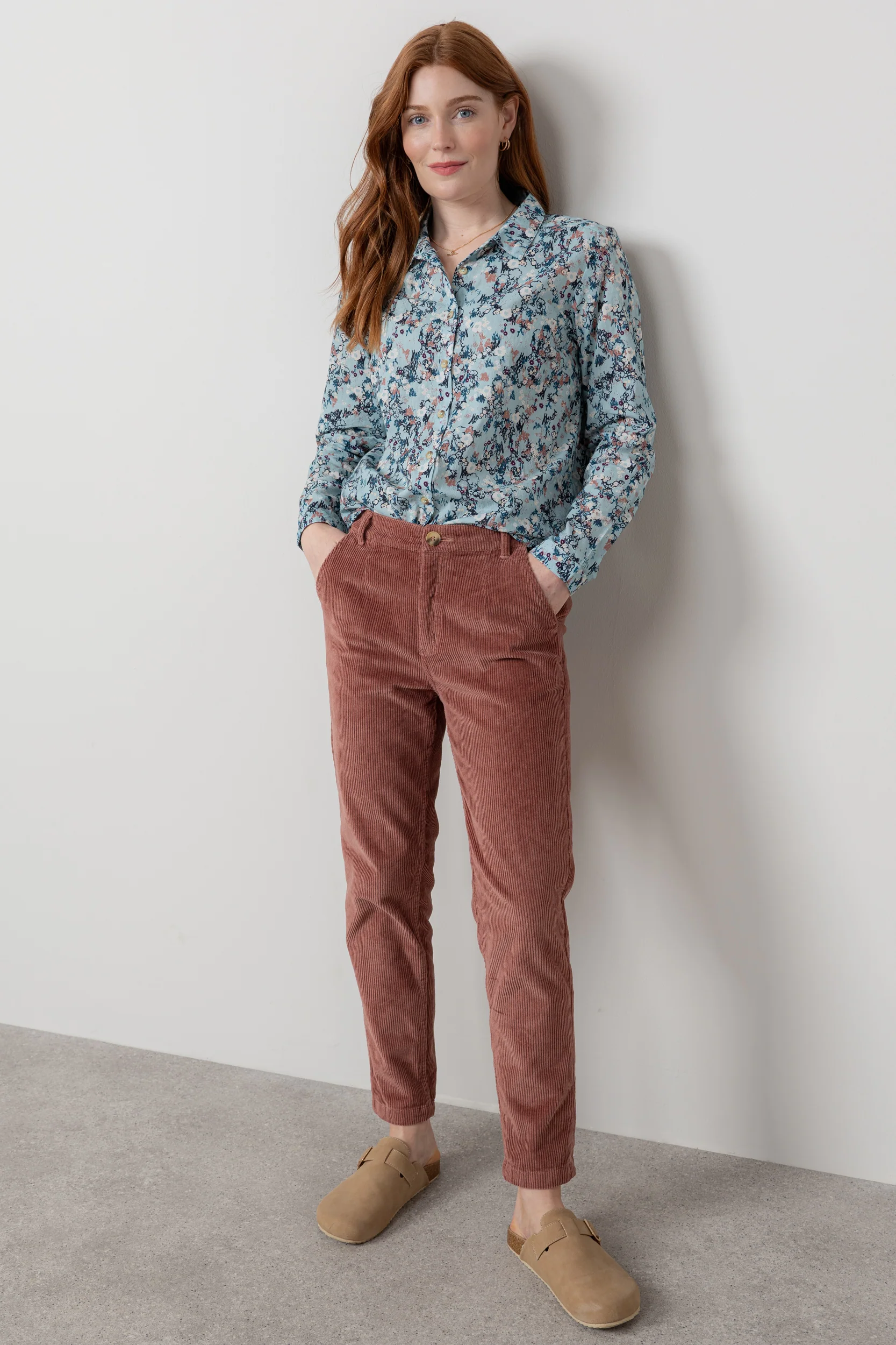 Brookend Stretch Cord Trouser Antique Rose - Image 4