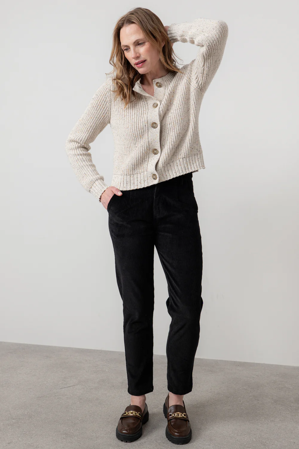 Brookend Stretch Cord Trouser Black - Image 2