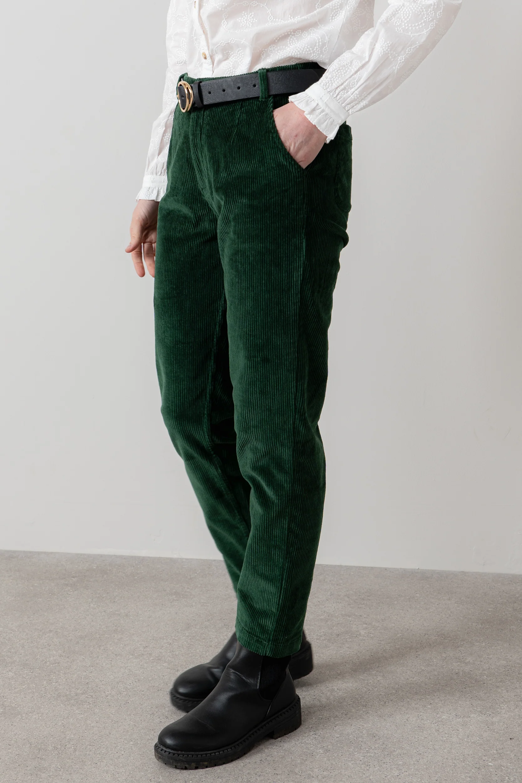 Brookend Stretch Cord Trouser Pine Green - Image 2