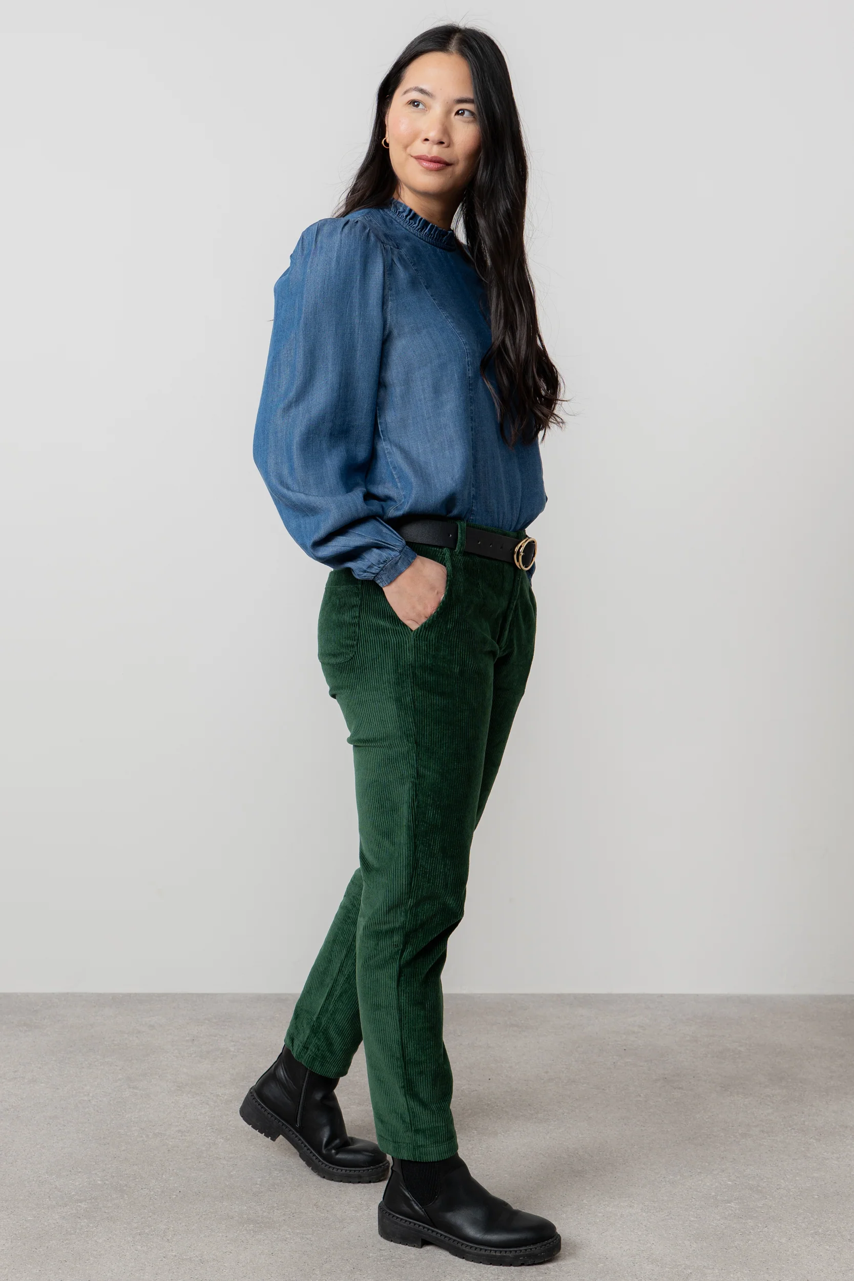 Brookend Stretch Cord Trouser Pine Green - Image 3