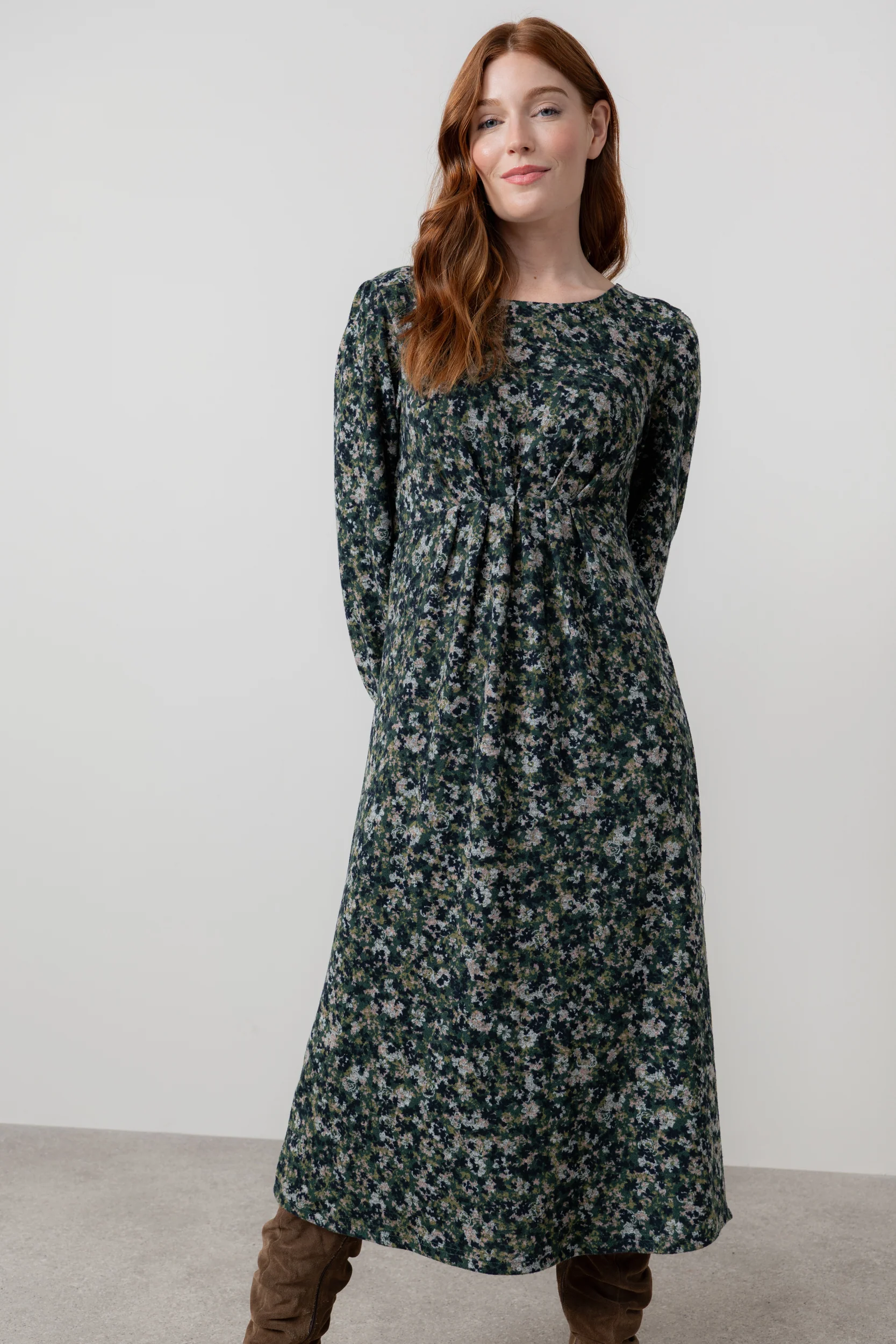Celia Ditsy Print Midi Dress Green - Image 2