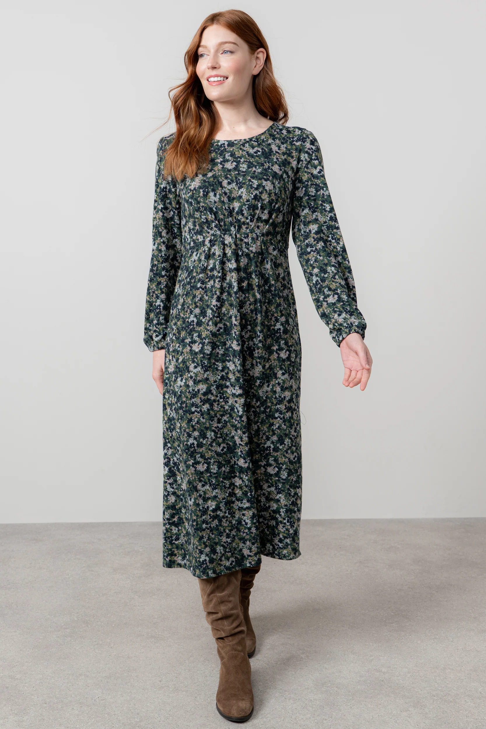Celia Ditsy Print Midi Dress Green - Image 3