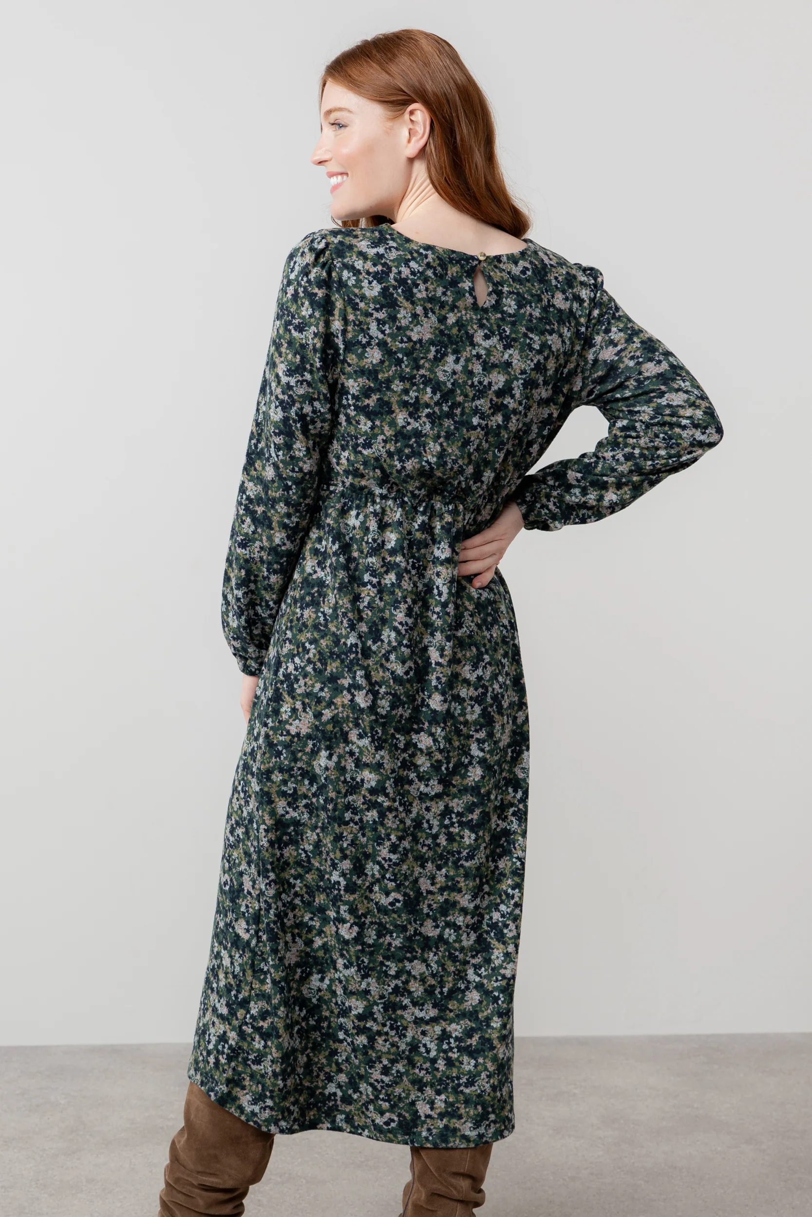 Celia Ditsy Print Midi Dress Green - Image 4