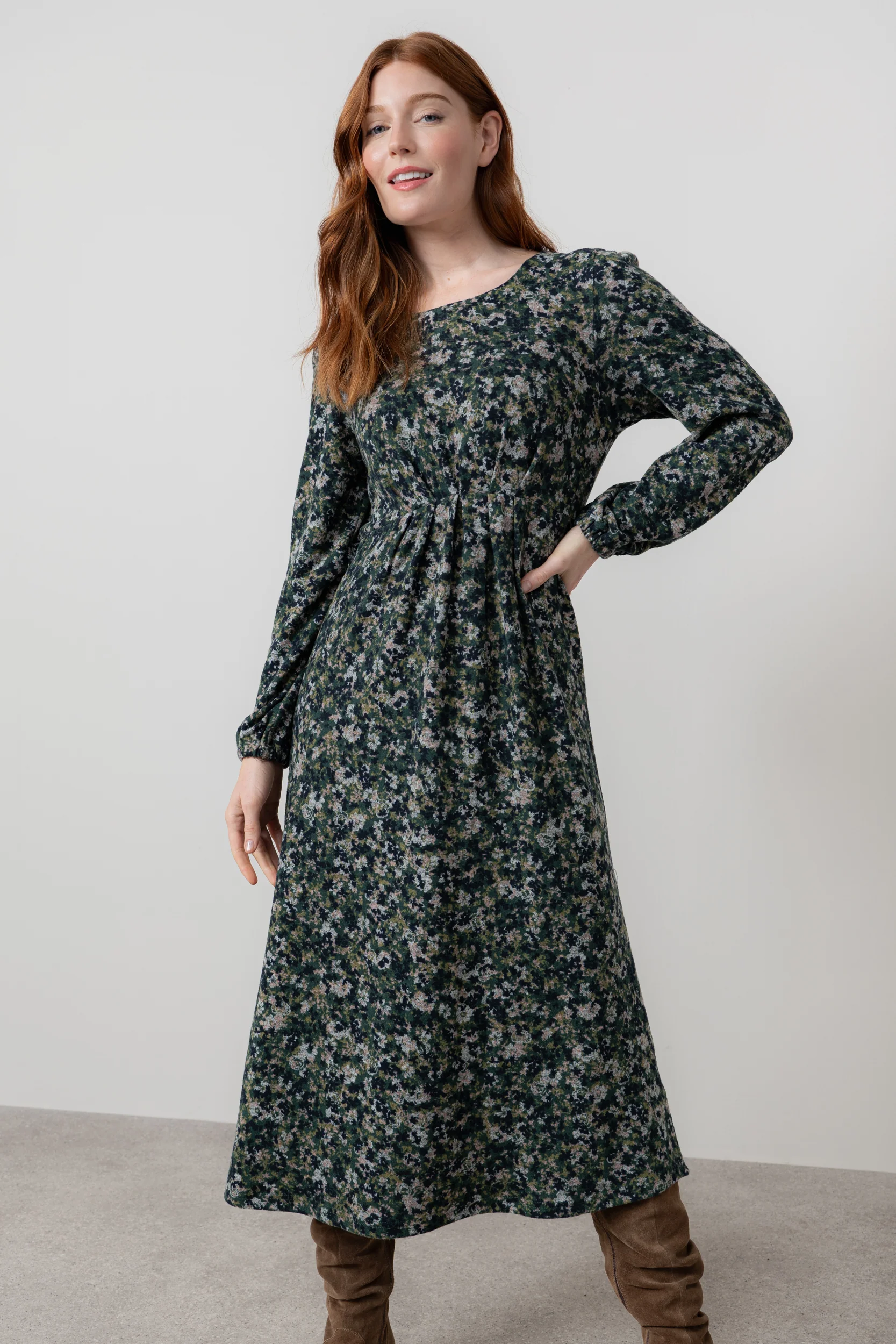 Celia Ditsy Print Midi Dress Green - Image 6