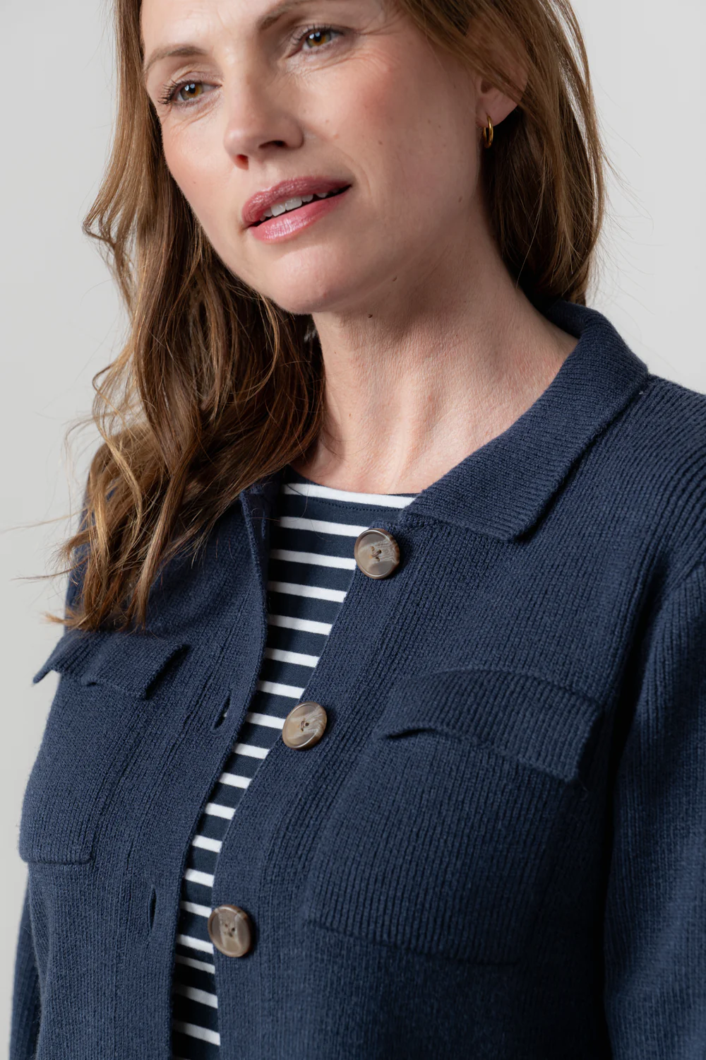 Chestnut Knitted Jacket Navy - Image 3