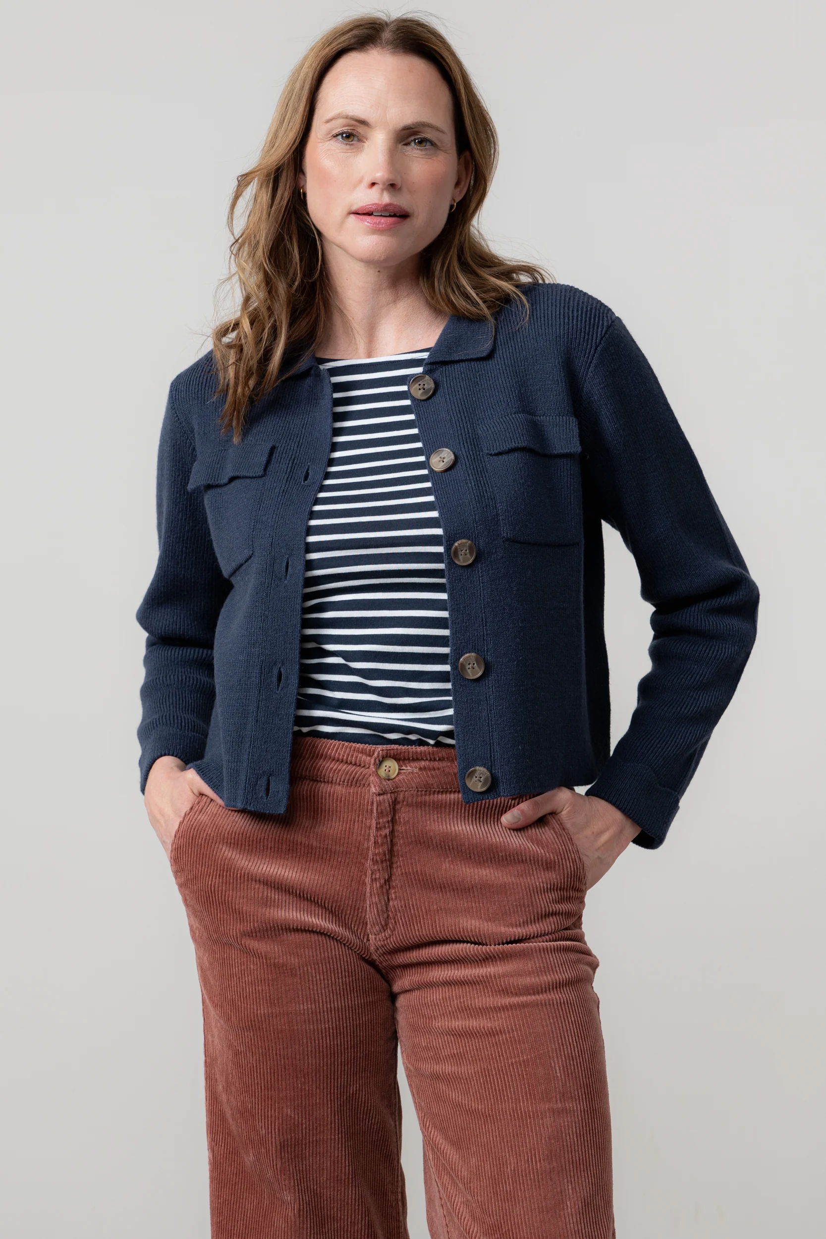 Chestnut Knitted Jacket Navy - Image 6