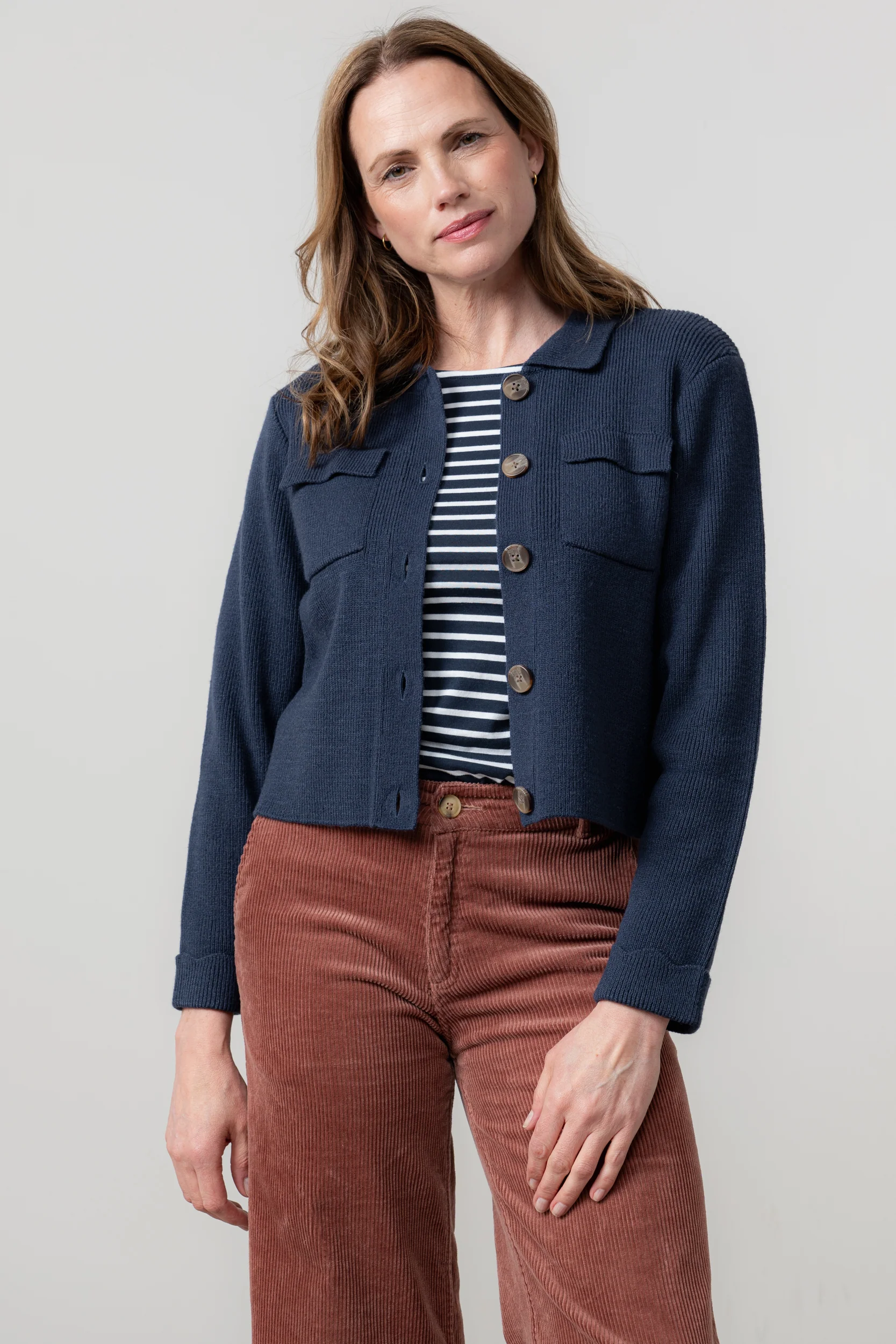 Chestnut Knitted Jacket Navy - Image 8