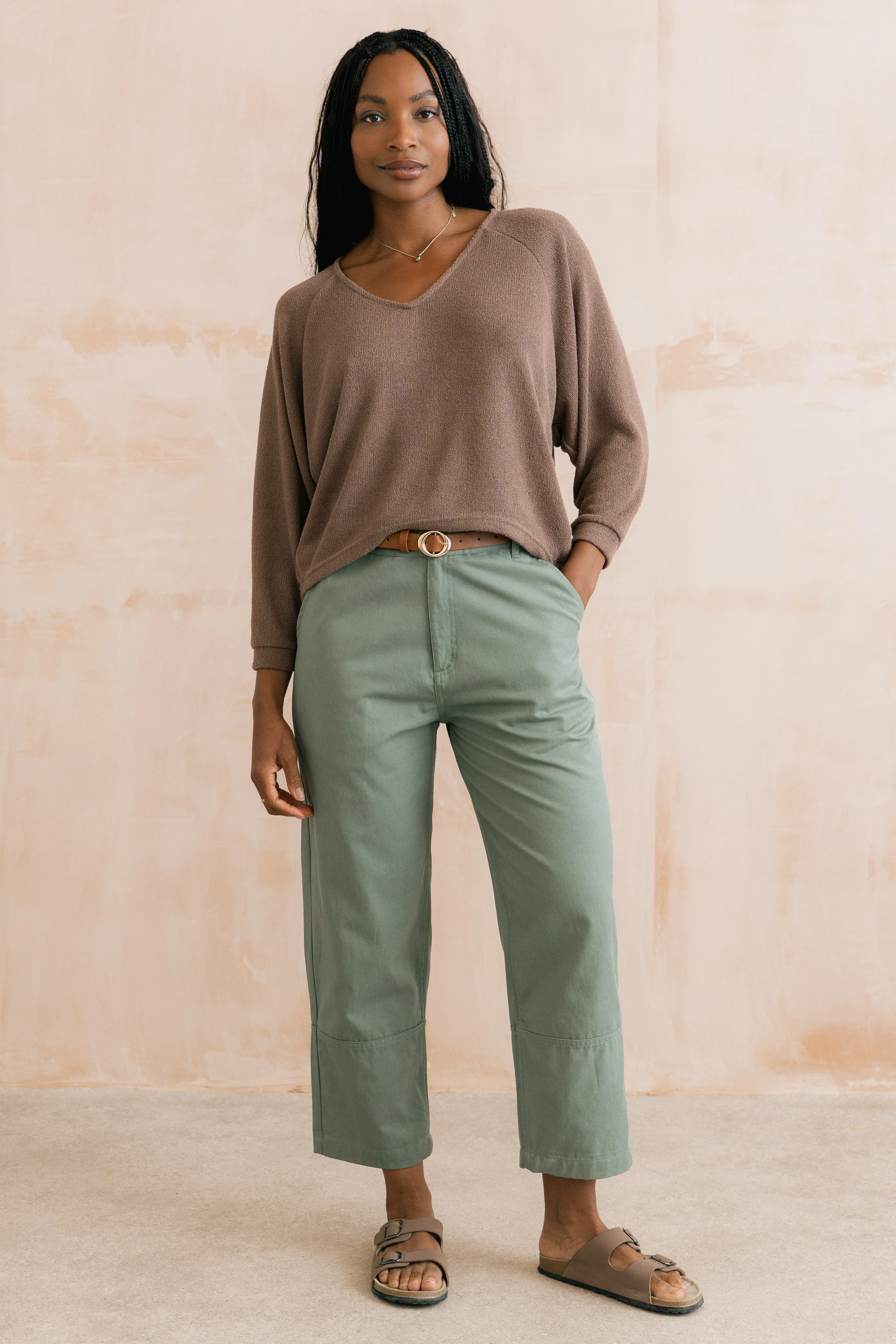 Clarissa Tapered Leg Cropped Trousers Laurel Green - Image 2