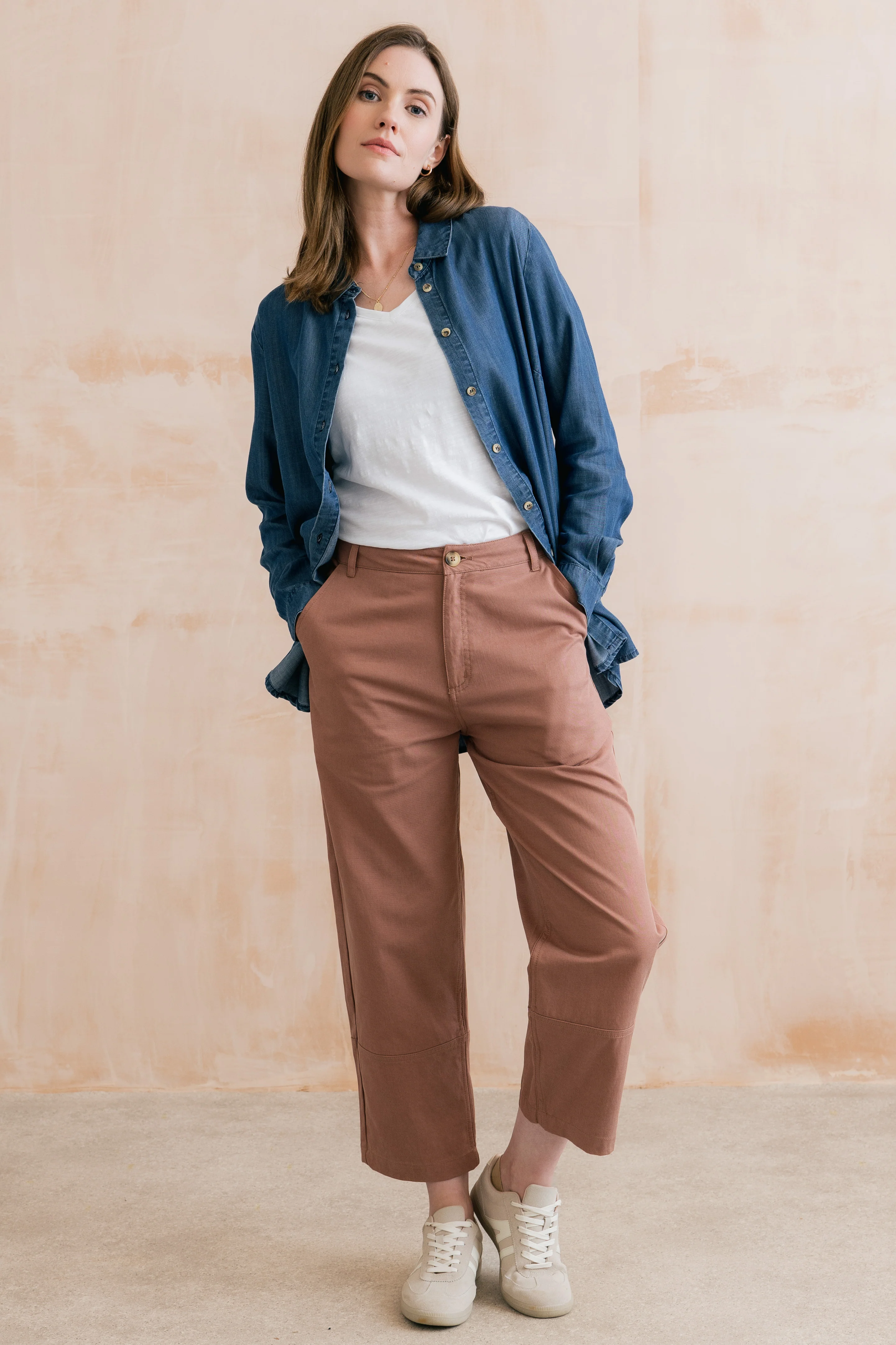 Clarissa Tapered Leg Cropped Trousers Soft Pink - Image 3