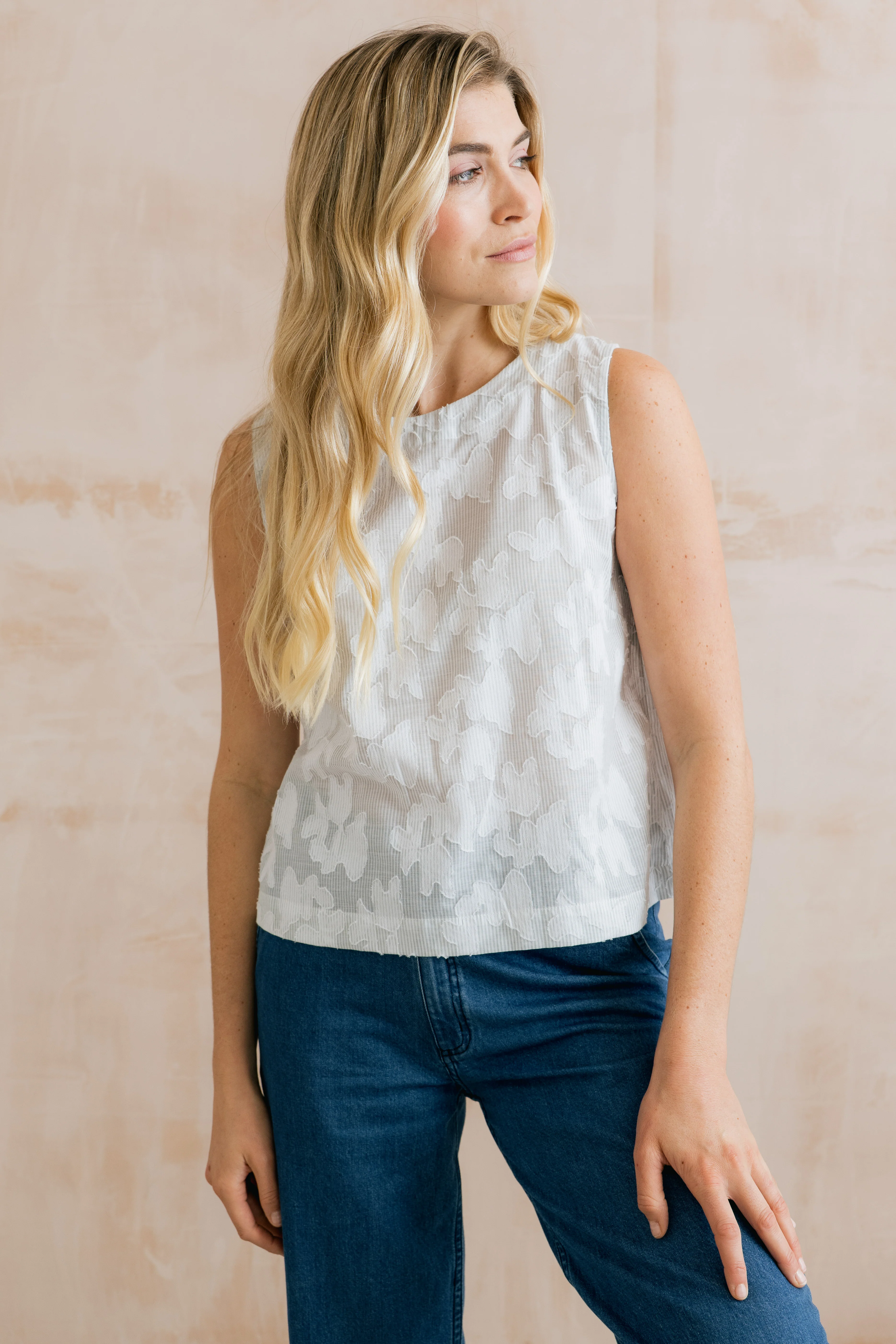 Cora Cotton Jacquard Shell Vest Laurel Stripe - Image 3