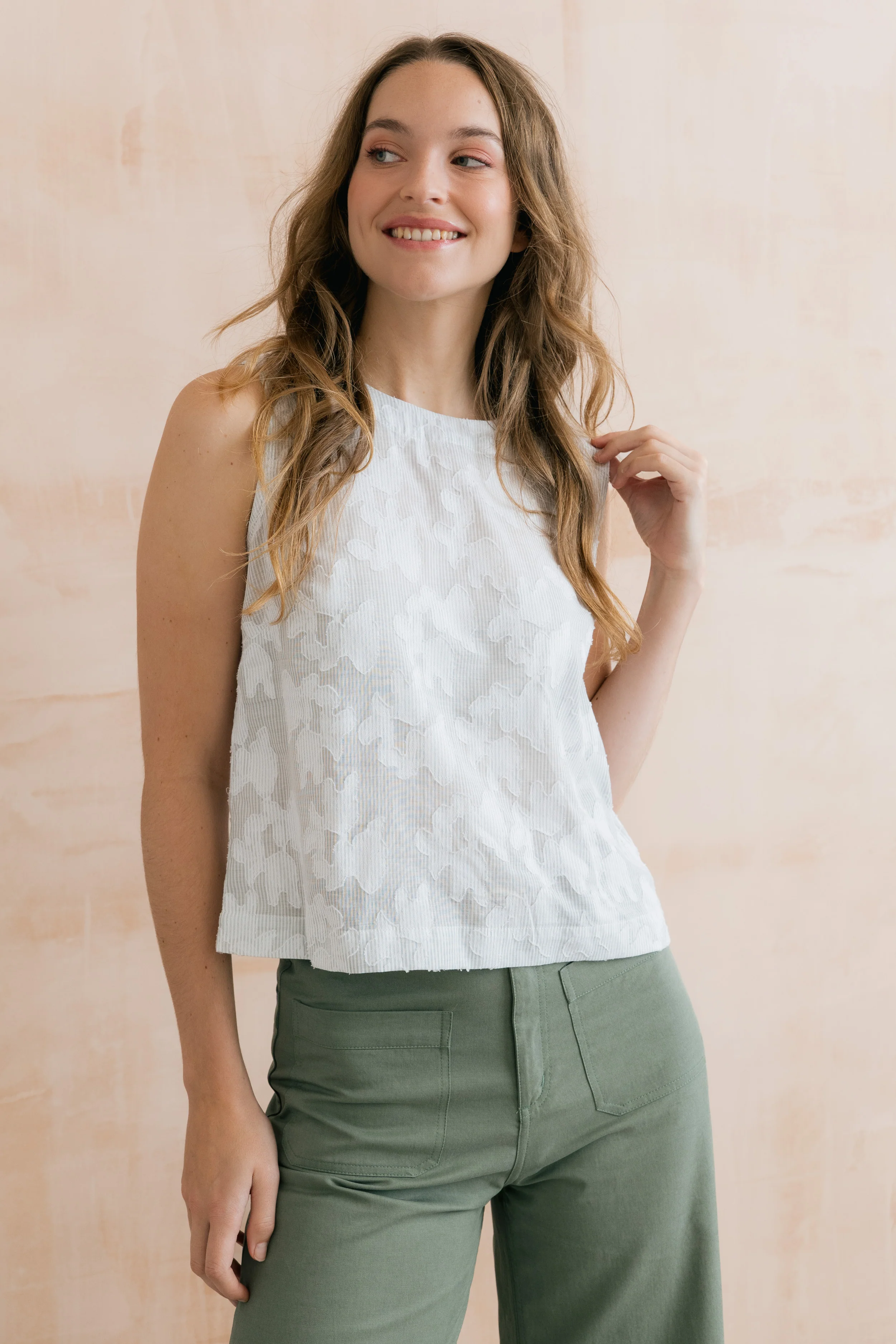 Cora Cotton Jacquard Shell Vest Laurel Stripe - Image 4