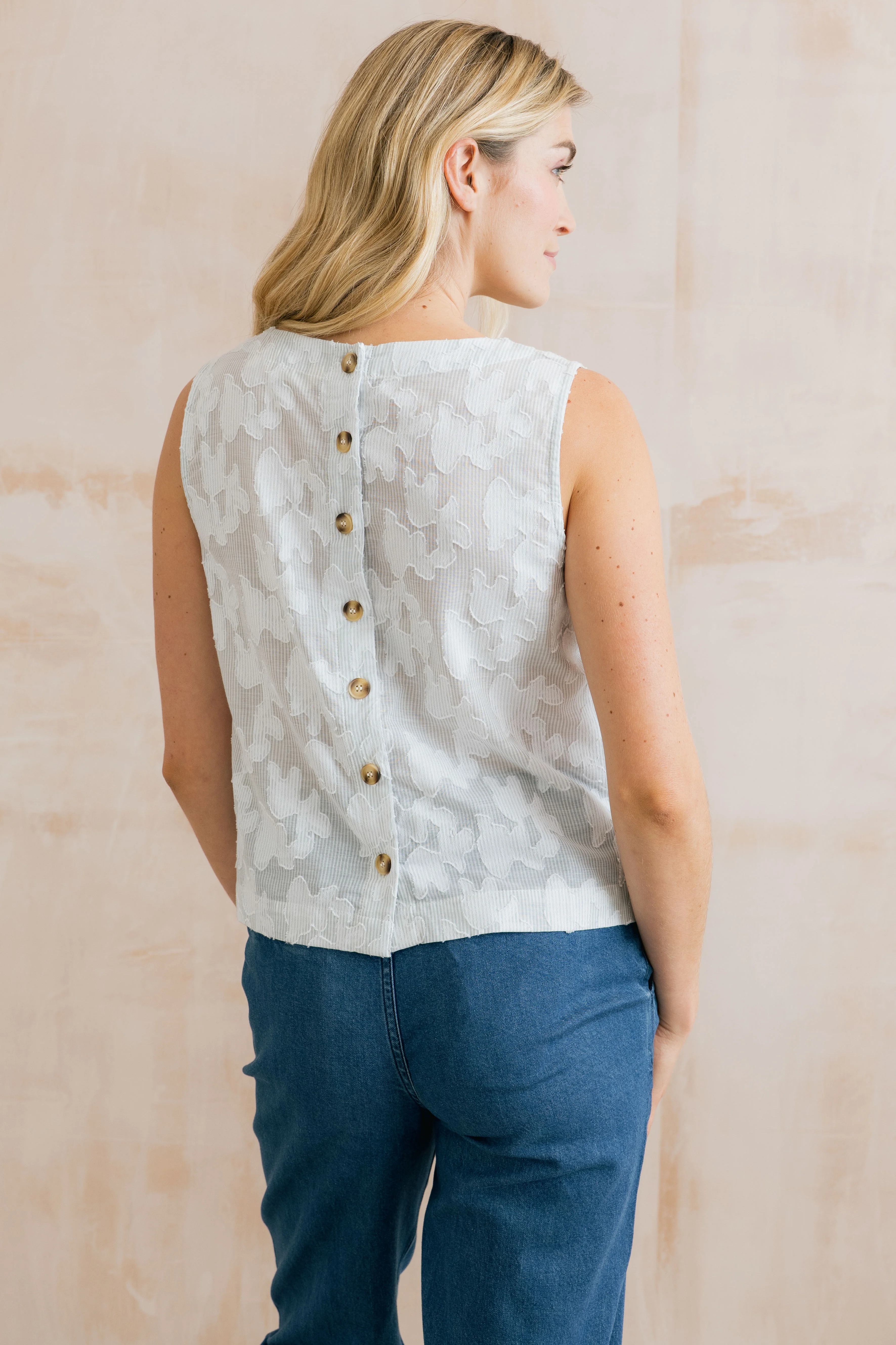 Cora Cotton Jacquard Shell Vest Laurel Stripe - Image 5