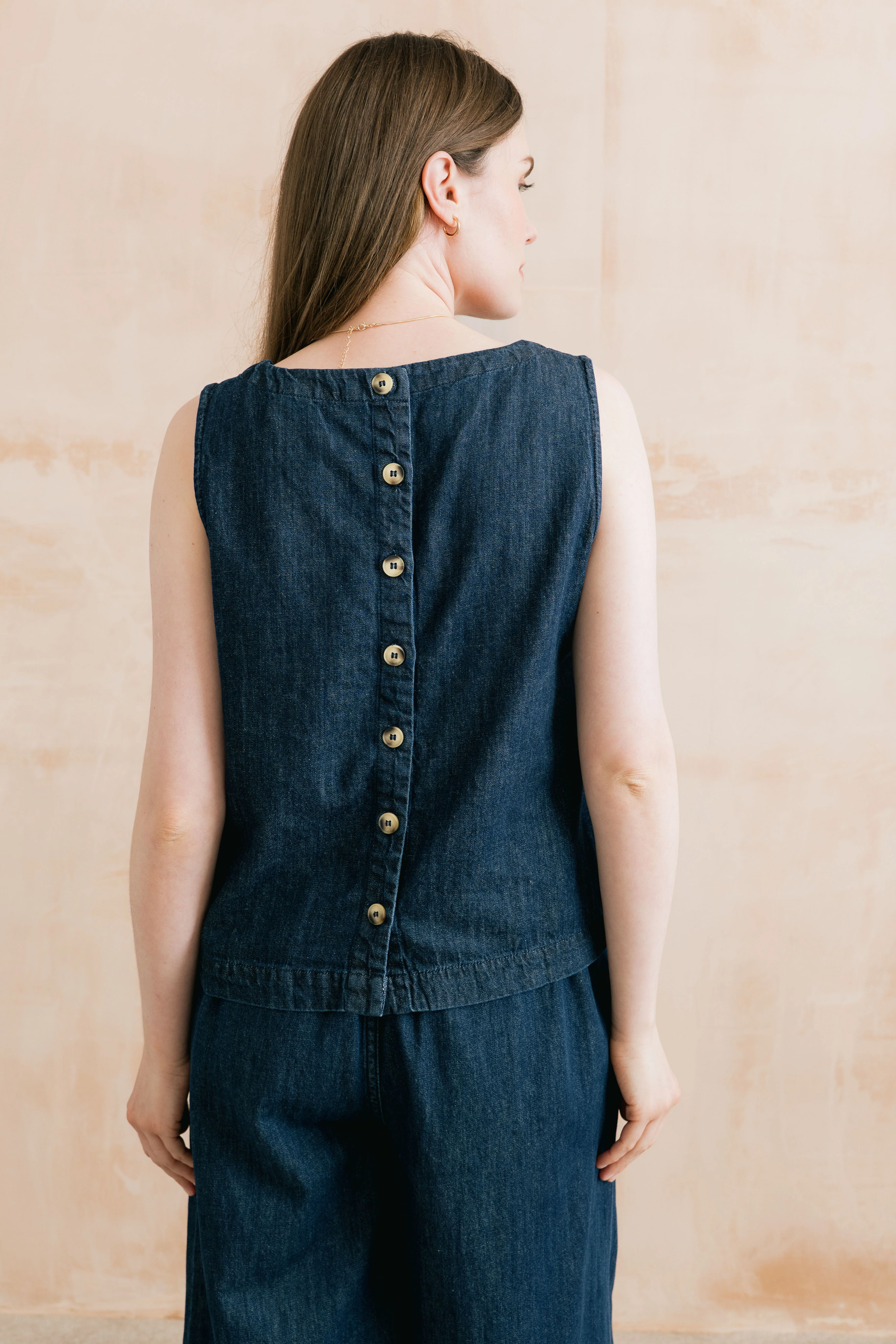 Cora Denim Button Back Vest - Image 4