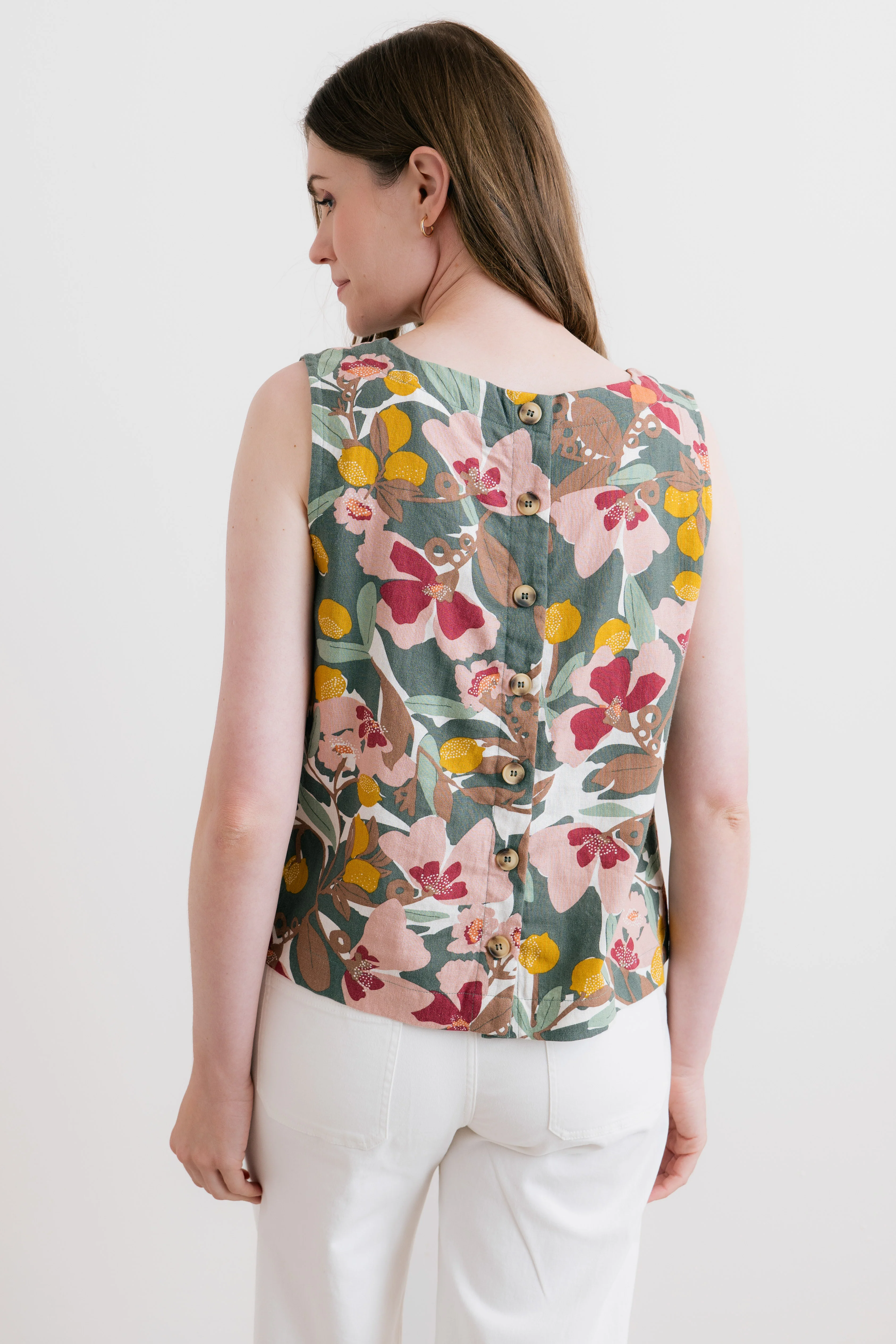 Cora Linen Blend Vest Laurel Green - Image 4