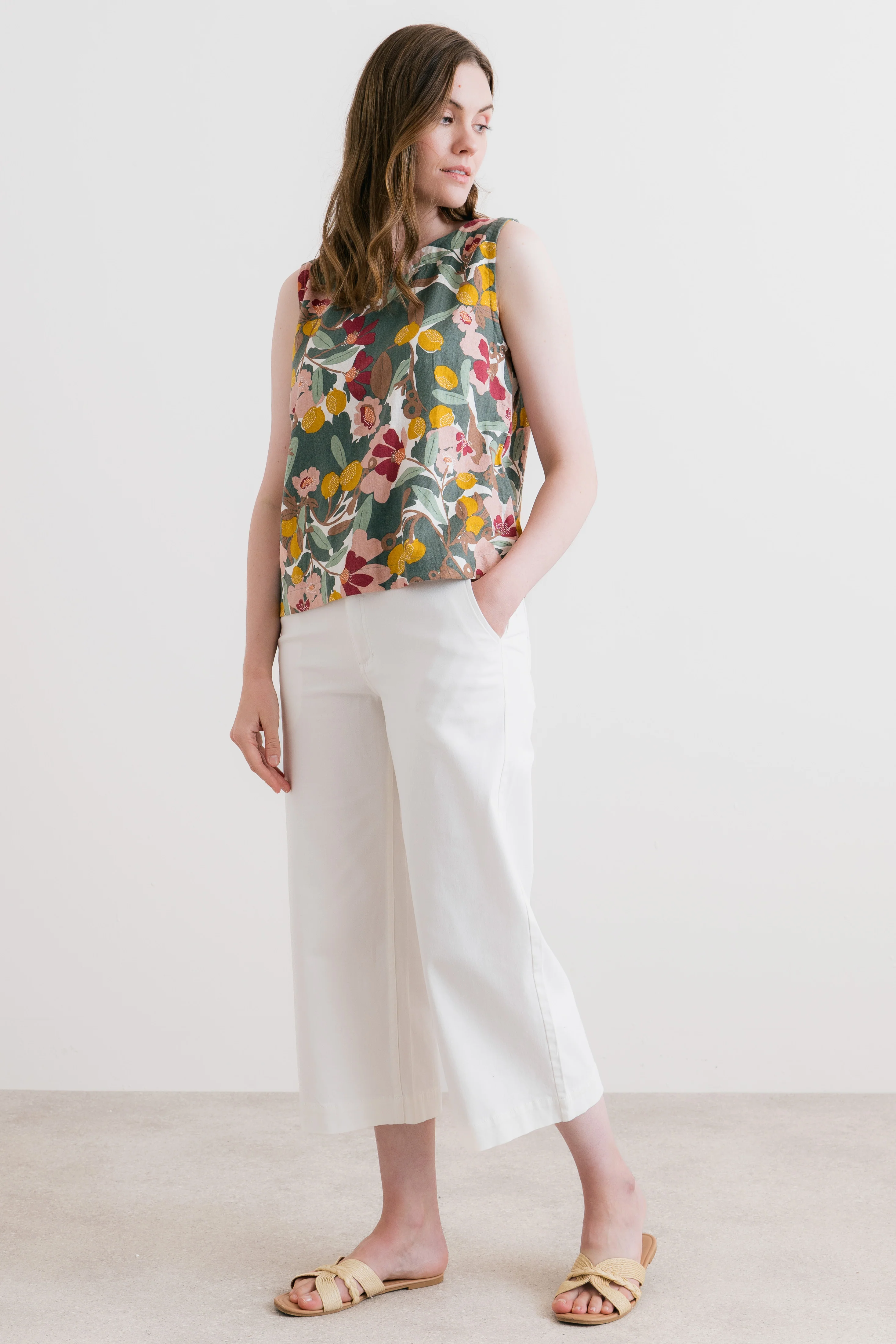 Cora Linen Blend Vest Laurel Green - Image 5