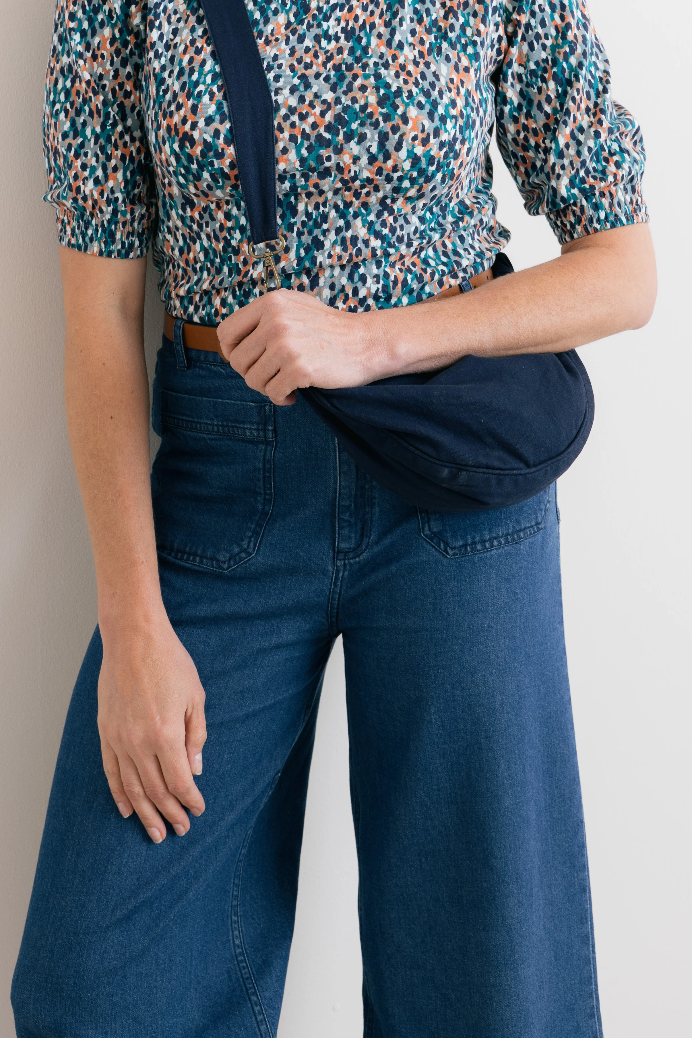 Cotton Twill Crossbody Bag Navy