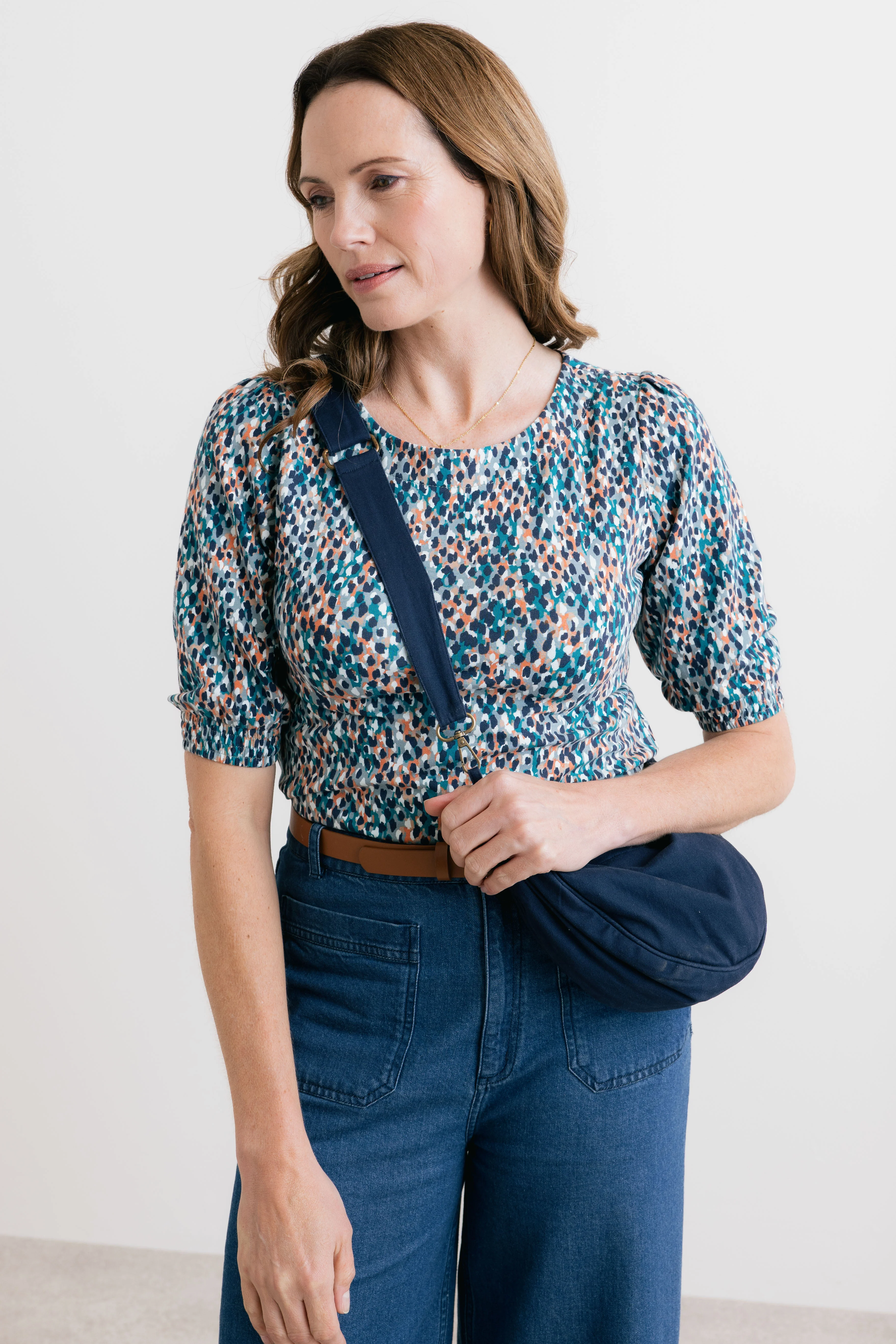 Cotton Twill Crossbody Bag Navy - Image 3