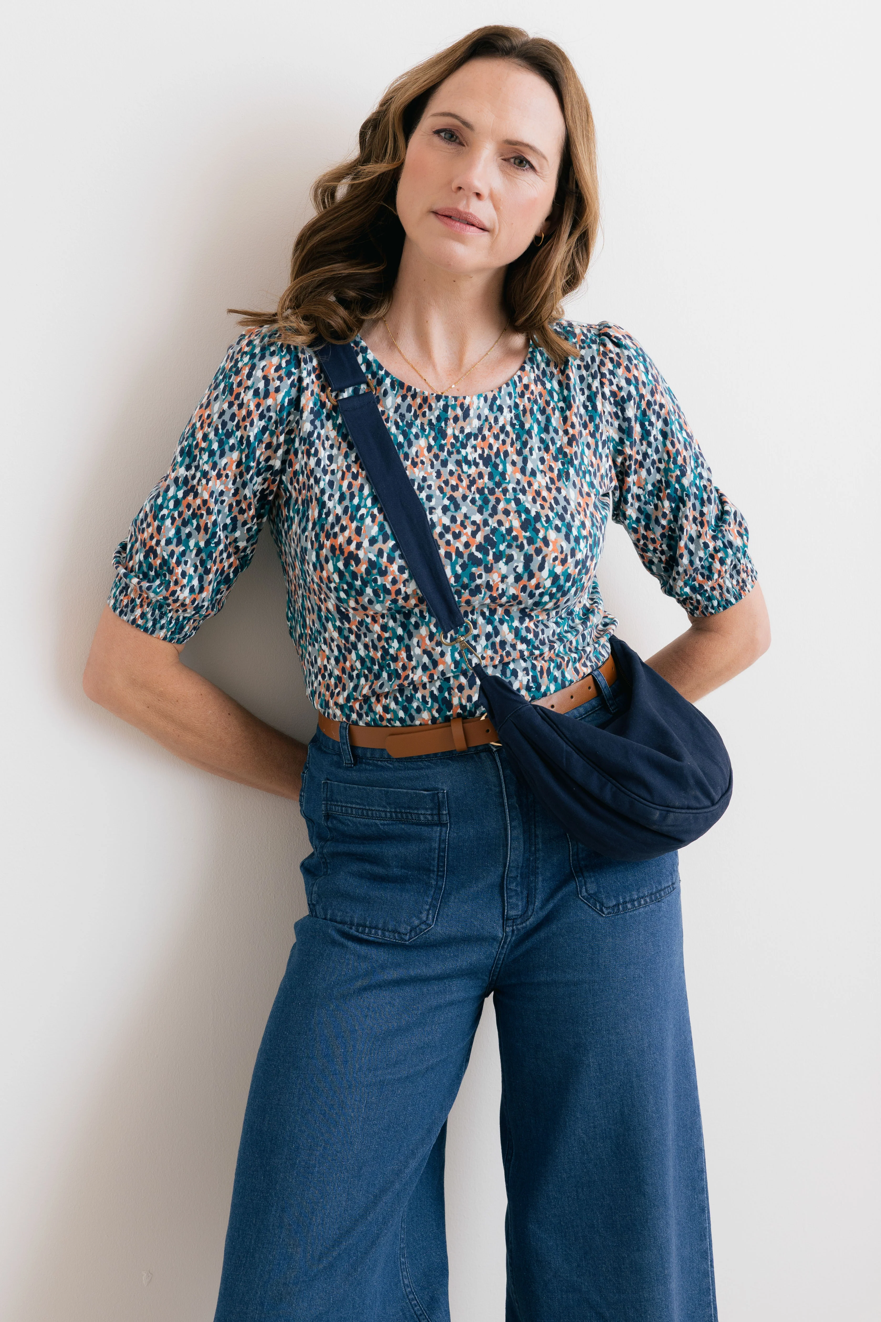 Cotton Twill Crossbody Bag Navy - Image 4