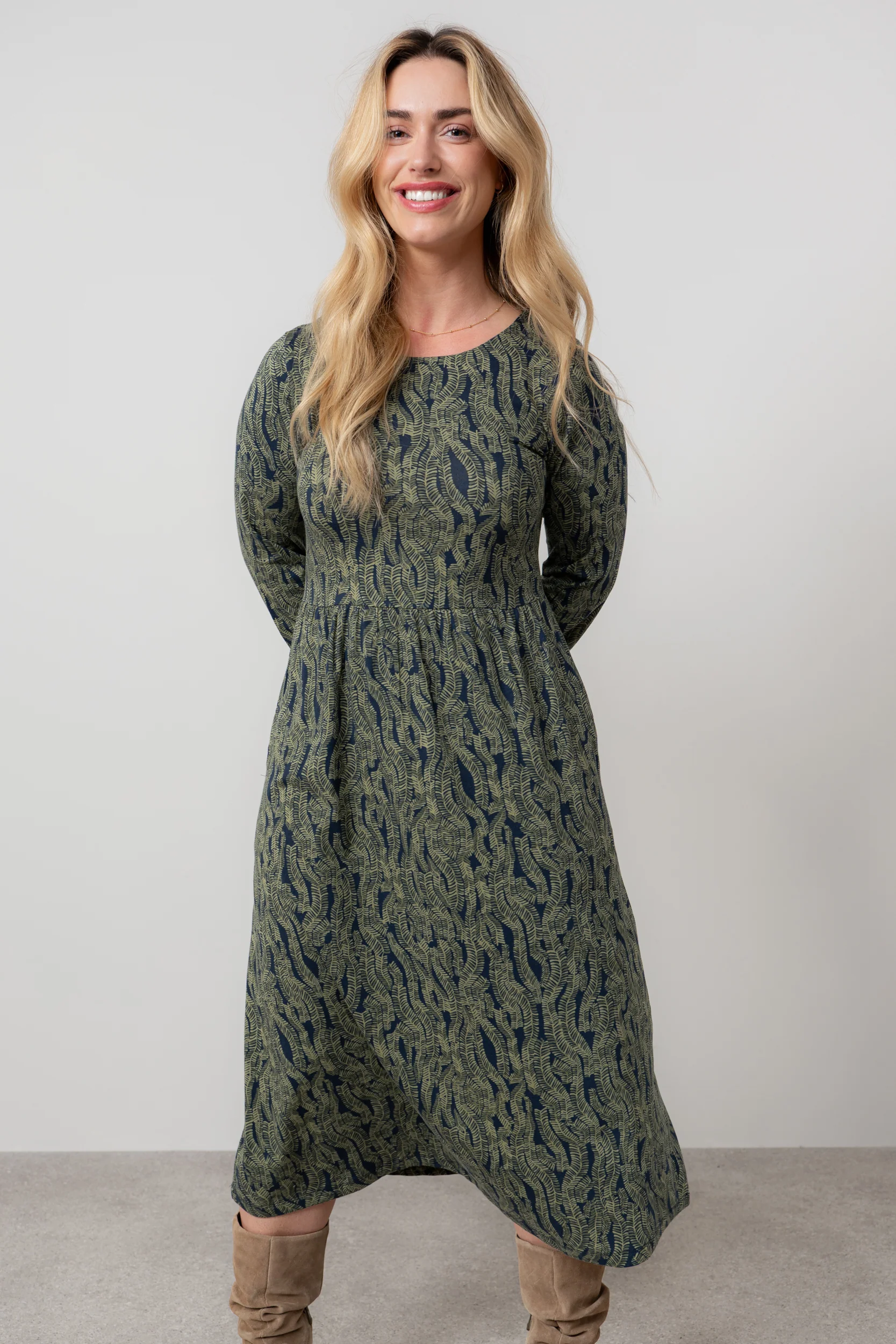 Damson Cotton Jersey Midi Dress Navy - Image 2