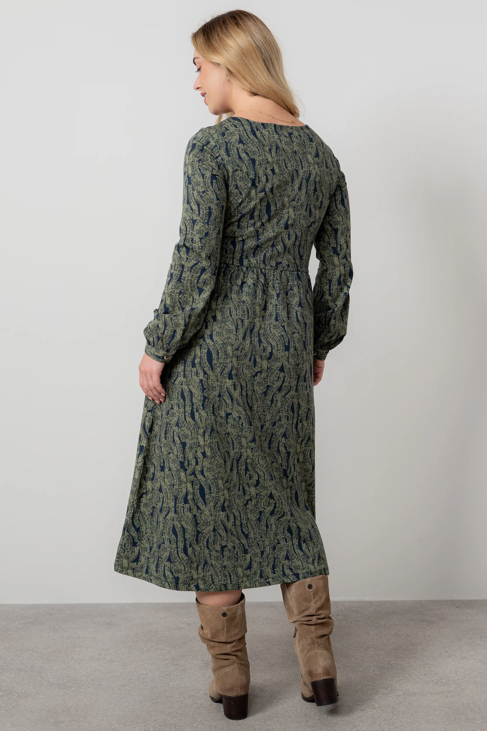 Damson Cotton Jersey Midi Dress Navy - Image 4