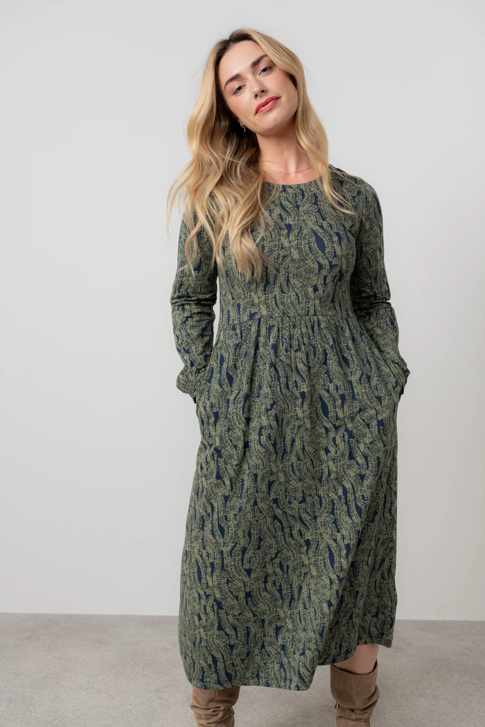 Damson Cotton Jersey Midi Dress Navy - Image 5