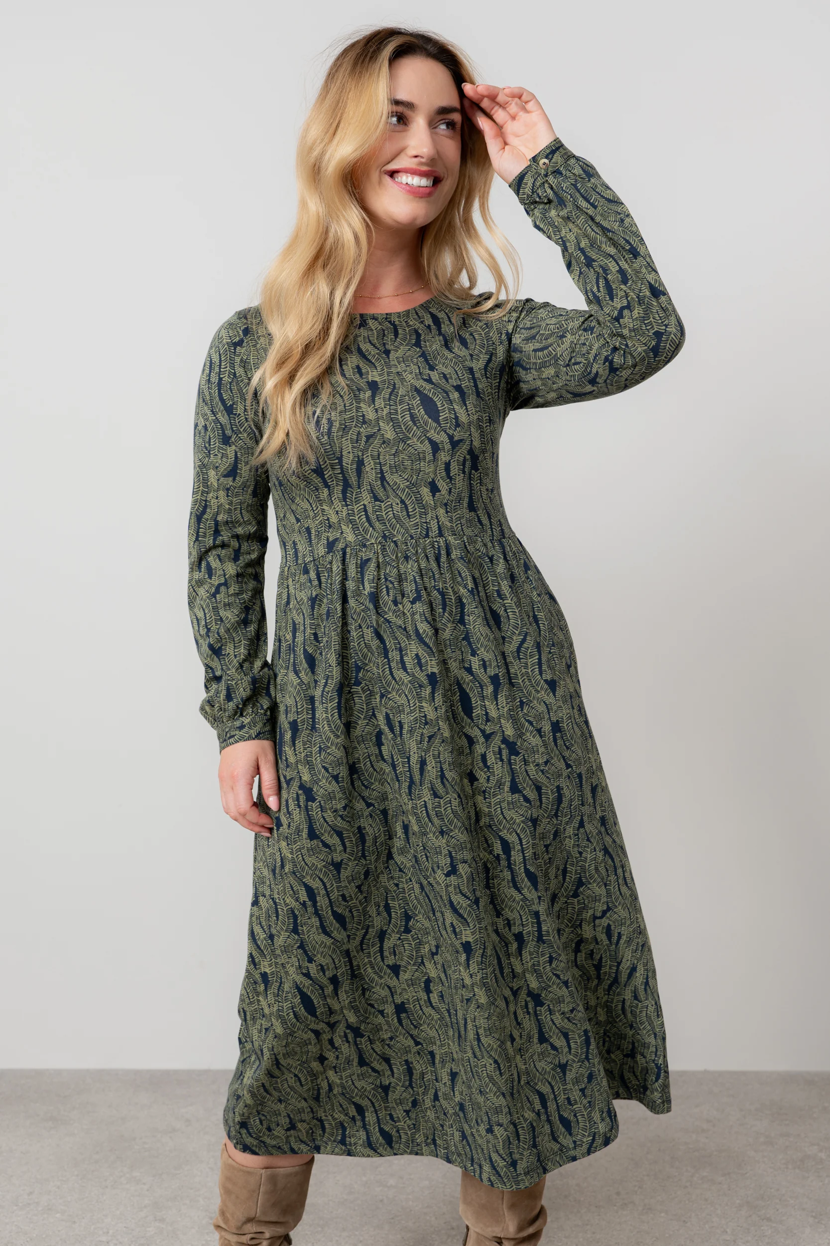 Damson Cotton Jersey Midi Dress Navy - Image 6