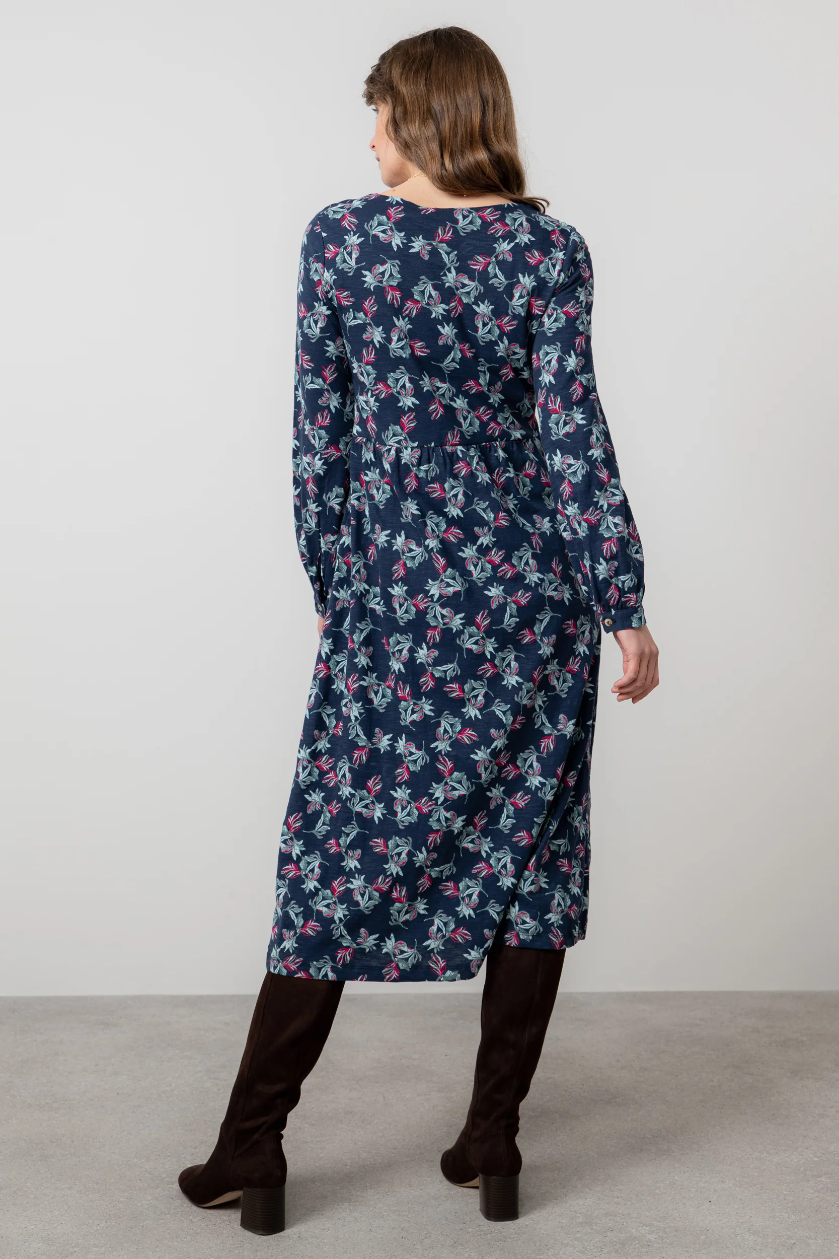 Damson Organic Cotton Jersey Midi Dress Navy - Image 4