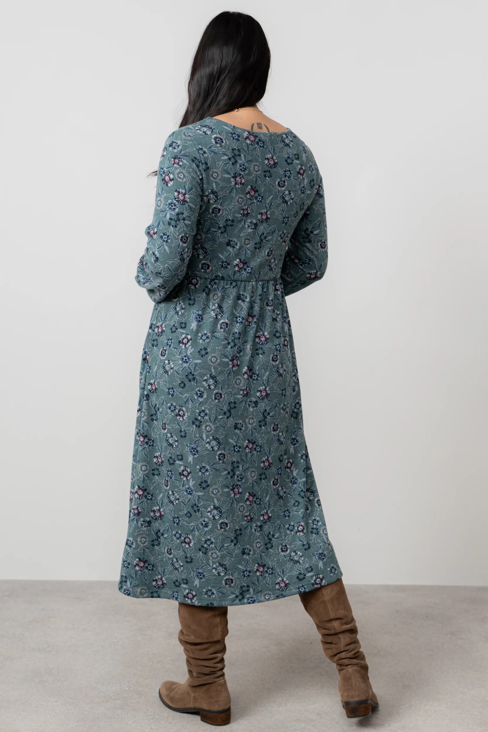 Damson Printed Knit Midi Dress Sea Mist - Image 4