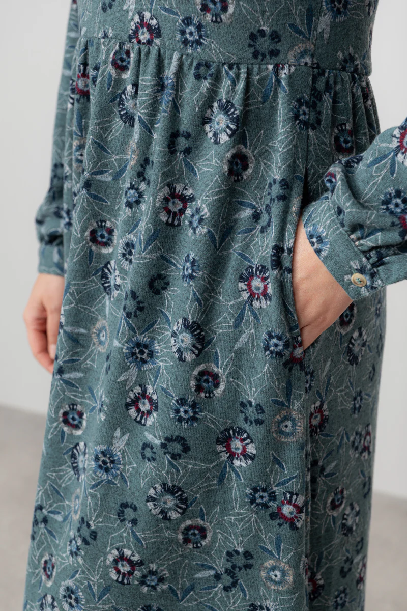 Damson Printed Knit Midi Dress Sea Mist - Image 5
