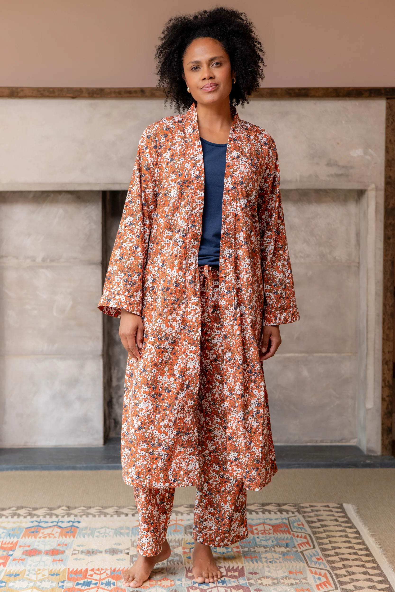 Day Break Cotton Dressing Gown Ginger - Image 3