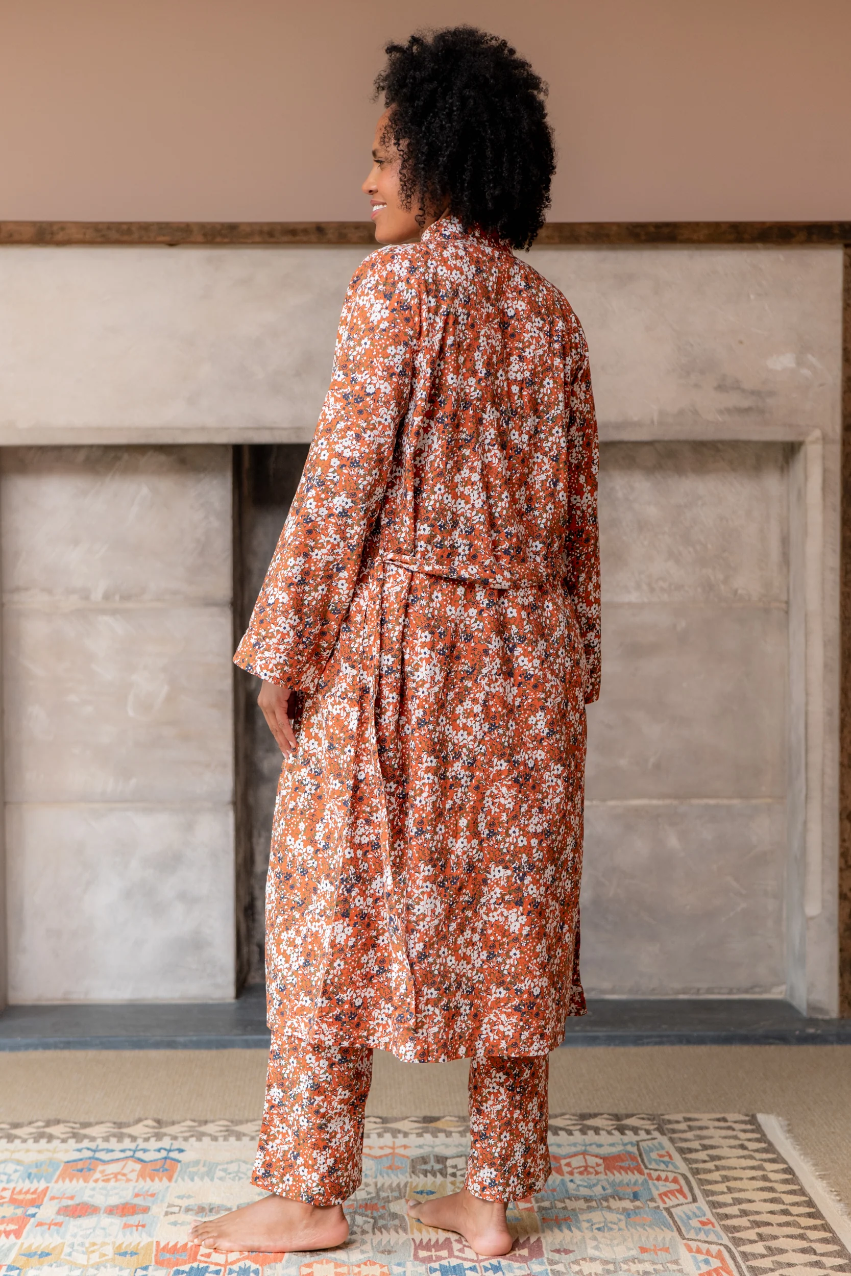 Day Break Cotton Dressing Gown Ginger - Image 4