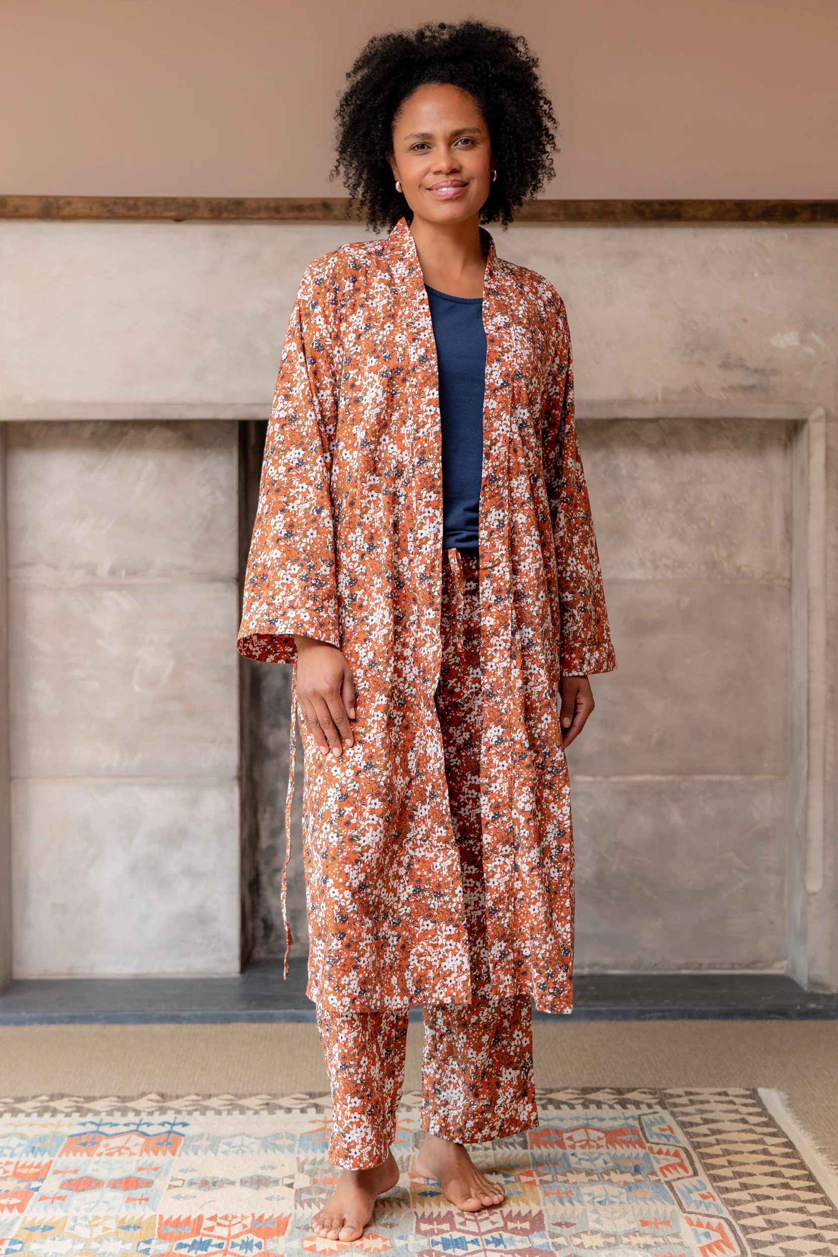 Day Break Cotton Dressing Gown Ginger - Image 5