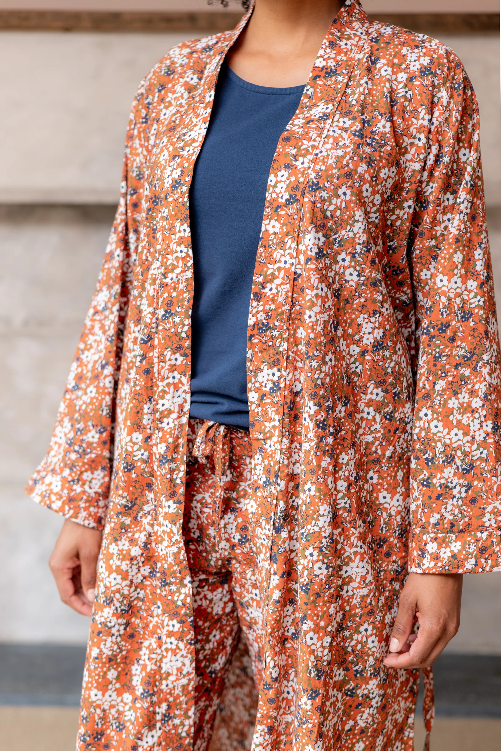Day Break Cotton Dressing Gown Ginger - Image 6