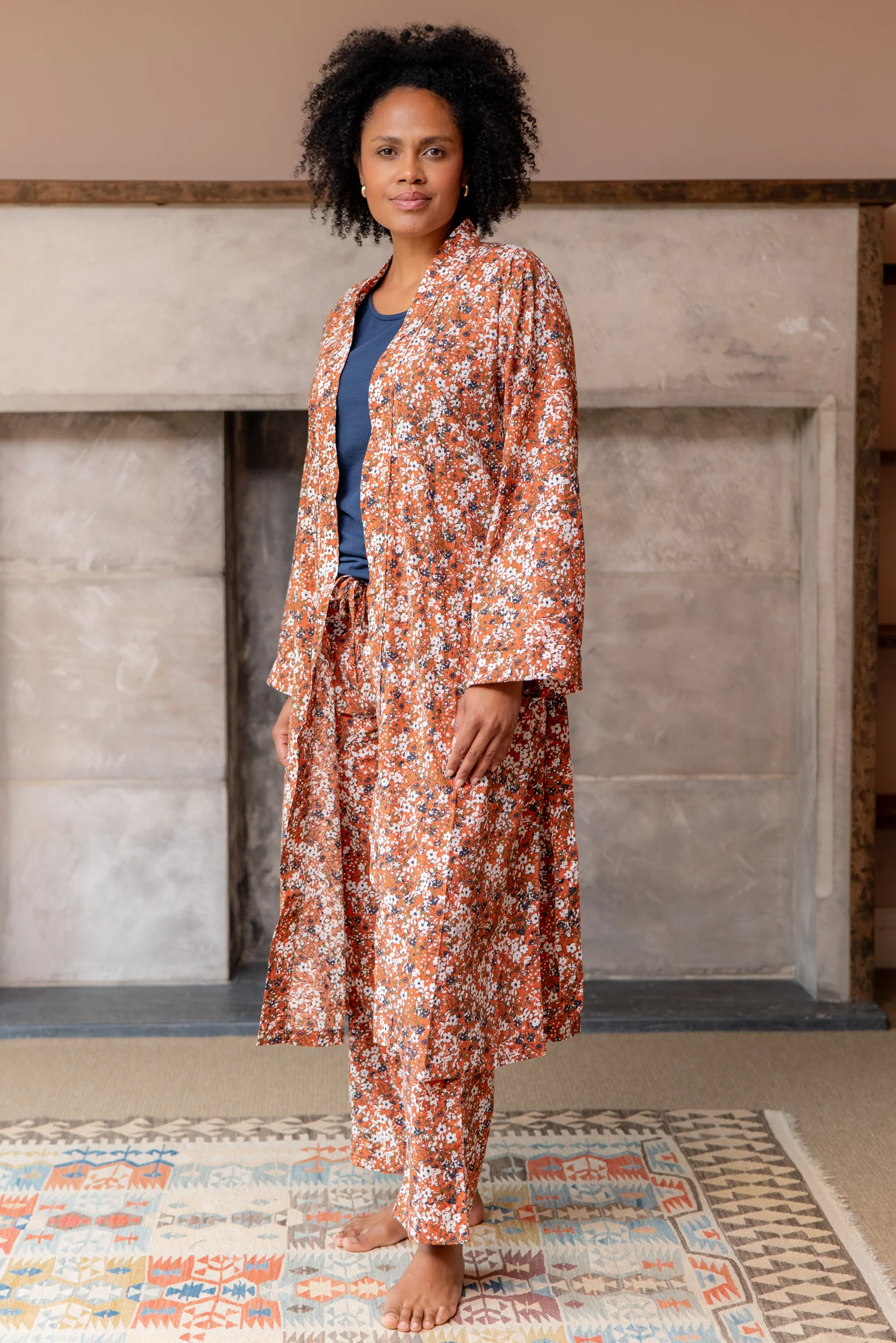Day Break Cotton Dressing Gown Ginger - Image 7