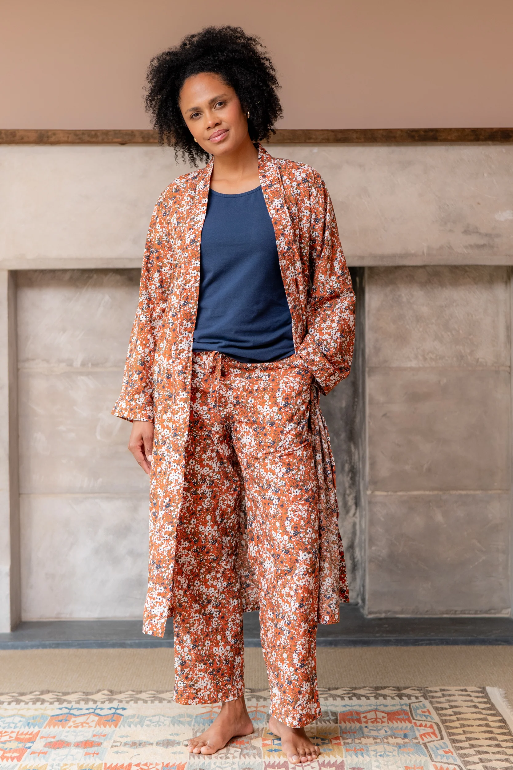 Day Break Cotton Dressing Gown Ginger - Image 8