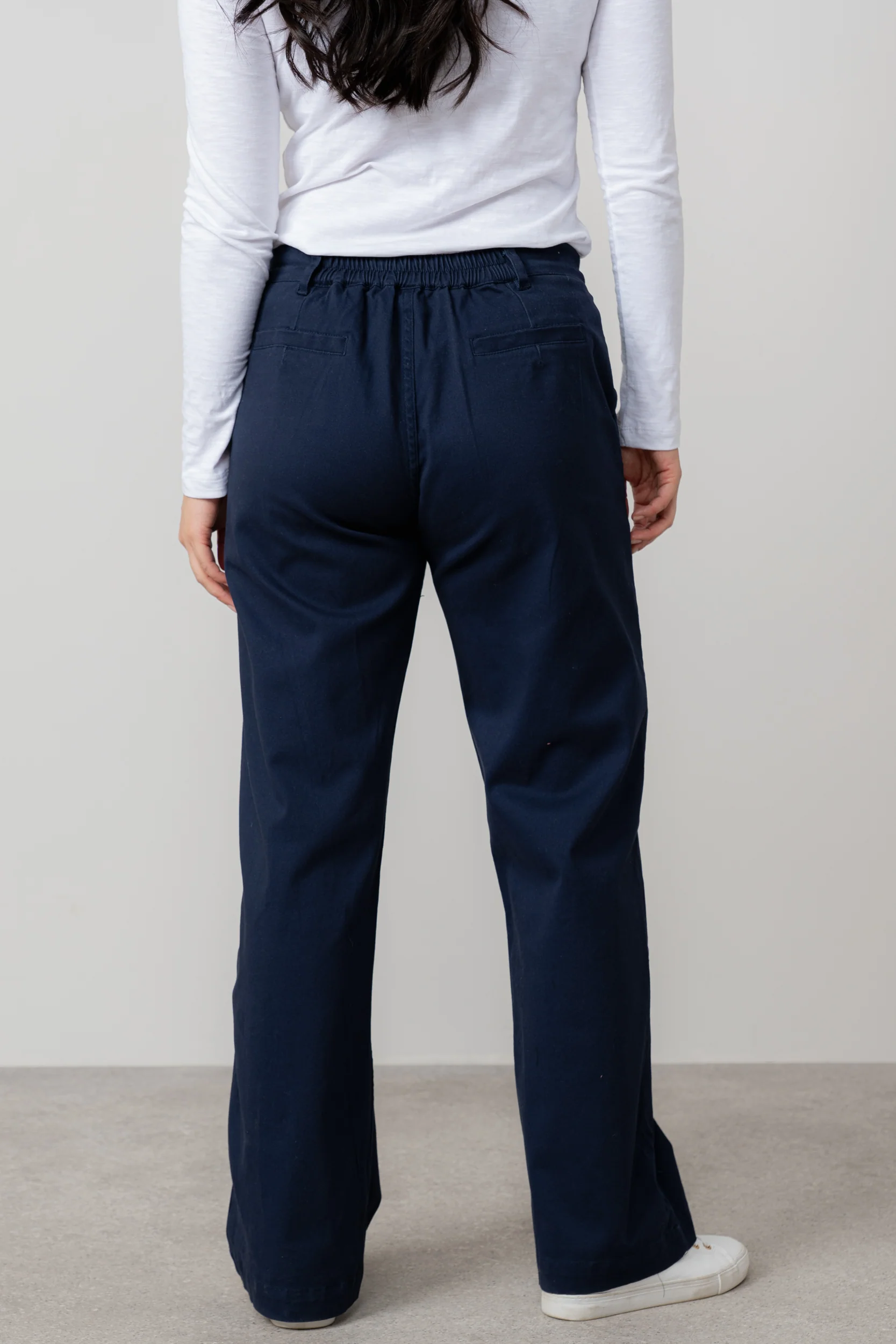 Dockside Stretch Twill Wide Leg Trousers Navy - Image 4