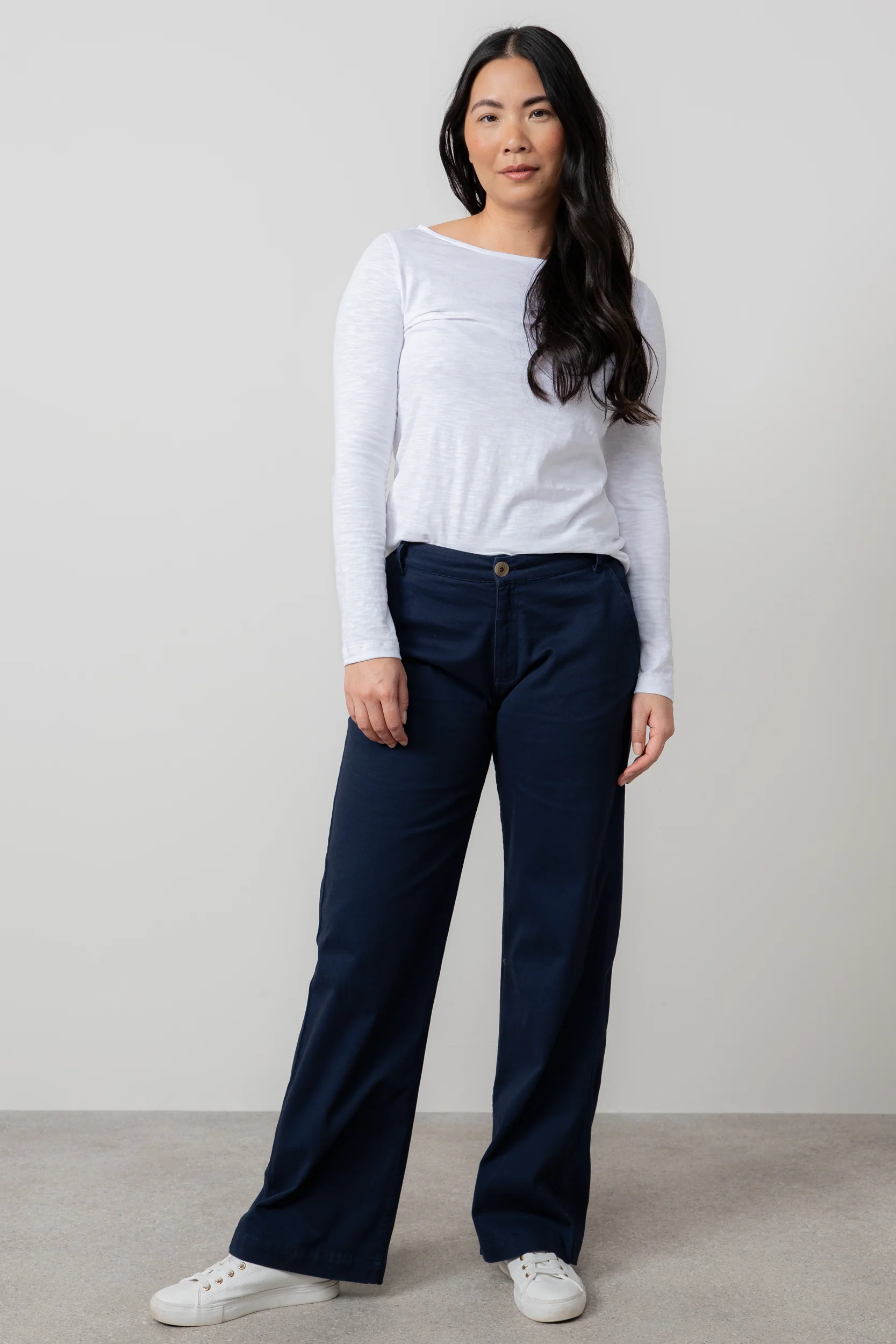 Dockside Stretch Twill Wide Leg Trousers Navy - Image 6