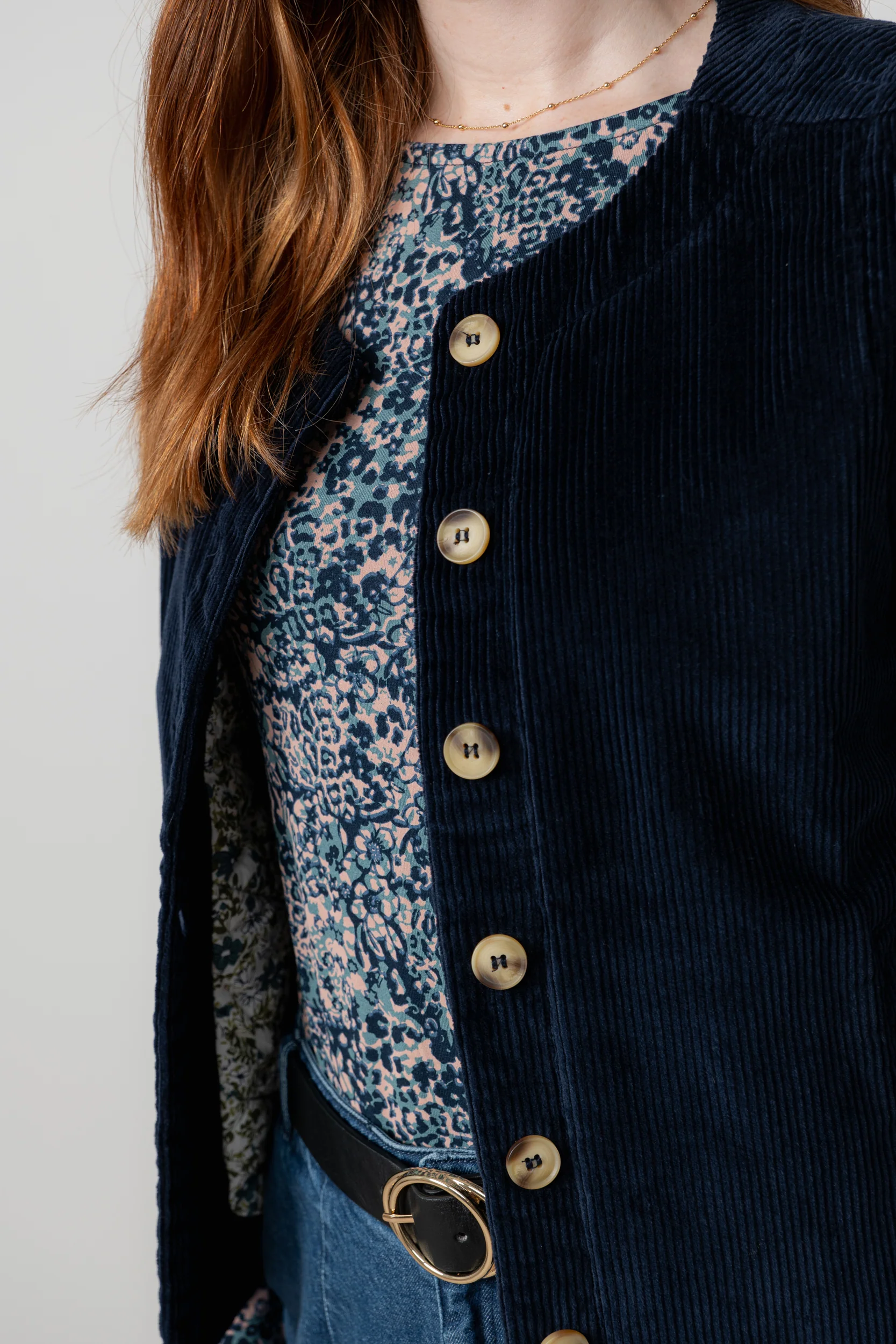 Dusk Stretch Cotton Jumbo Cord Gilet Navy - Image 6