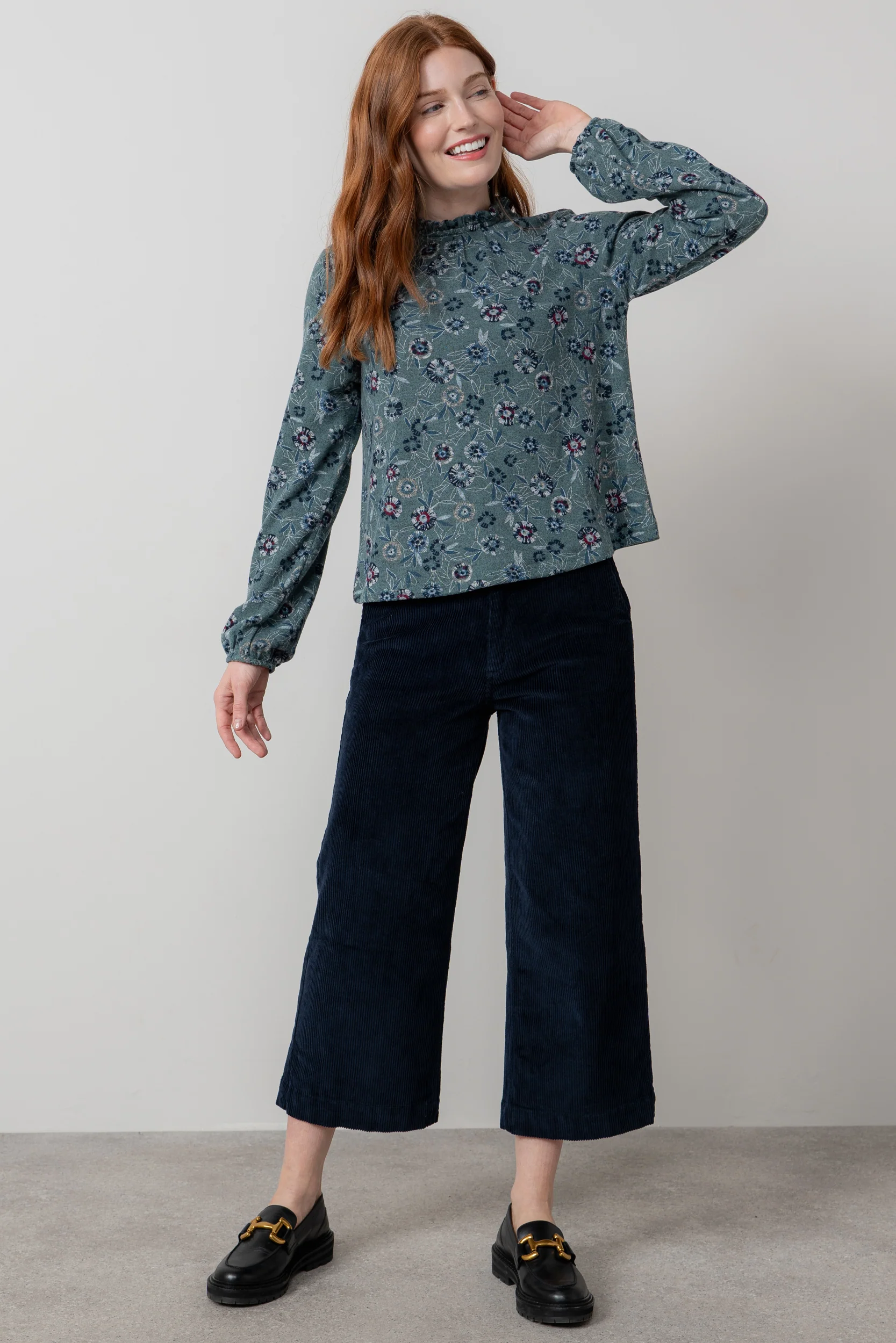 Eastcombe High Neck Floral Print Top Sea Mist - Image 2
