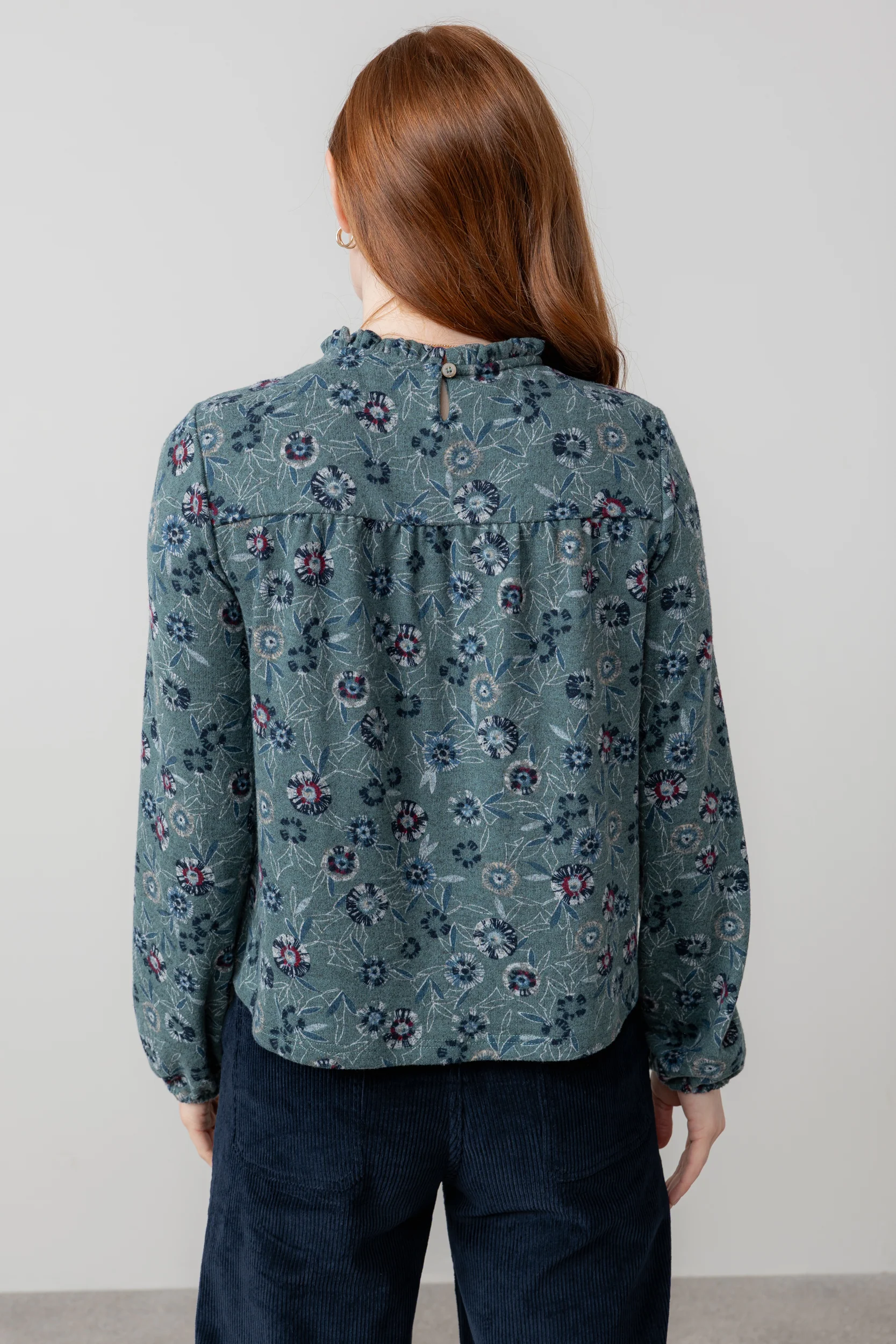 Eastcombe High Neck Floral Print Top Sea Mist - Image 4