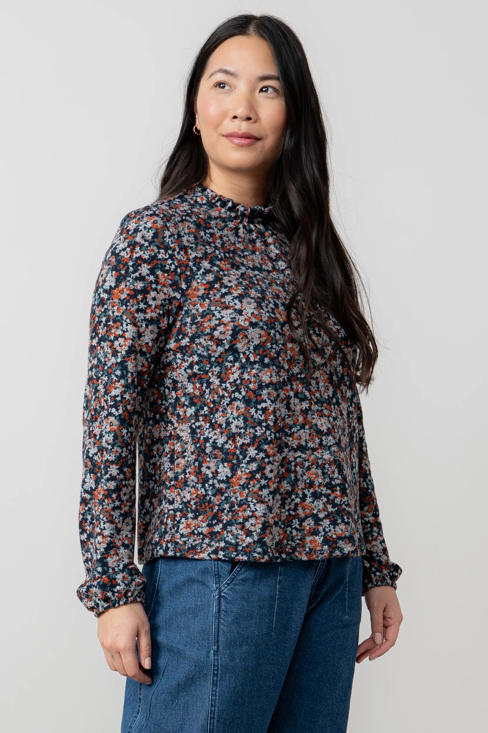 Eastcombe High Neck Floral Print Top Red - Image 5