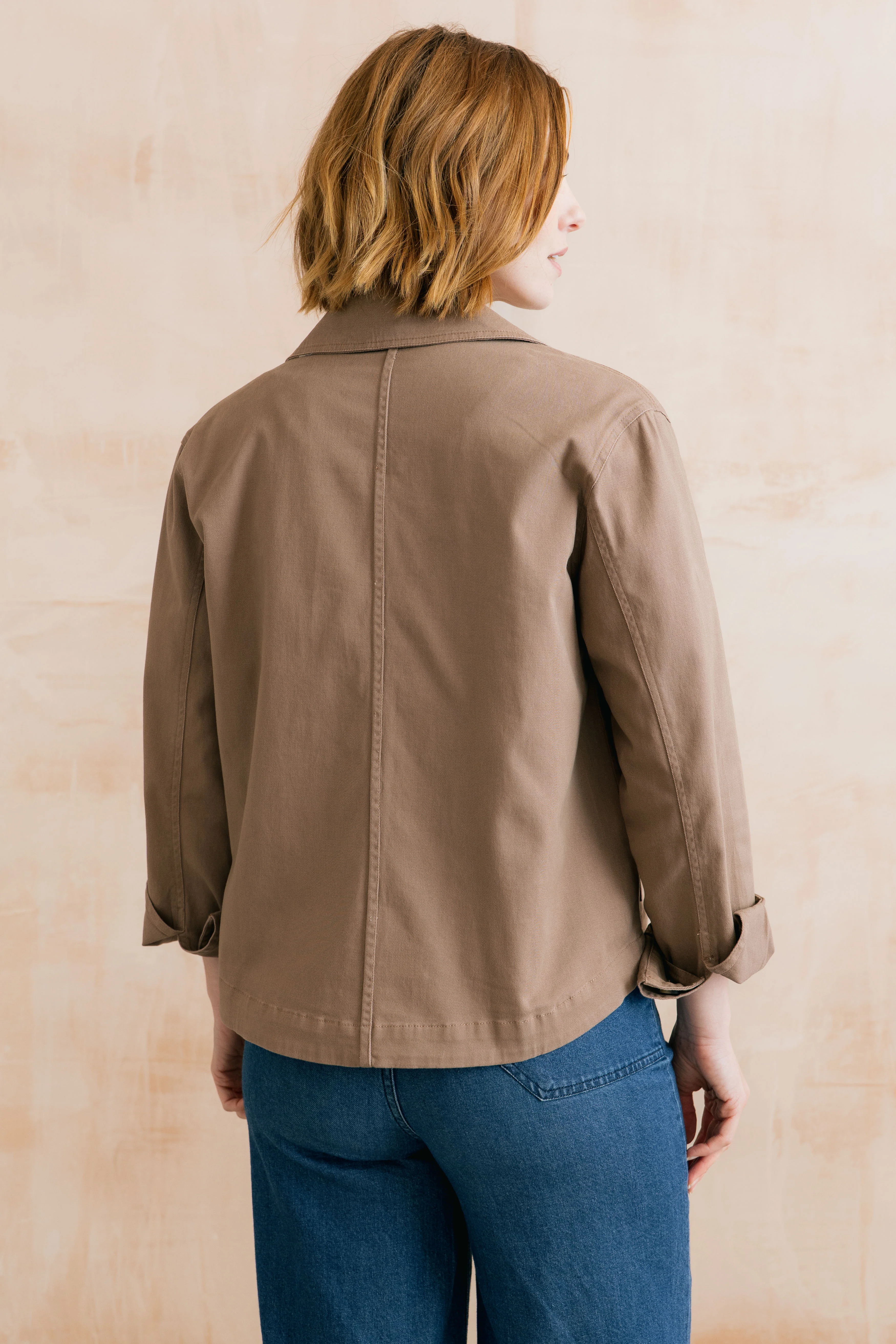 Effie Stretch Cotton Twill Jacket Mocha - Image 3