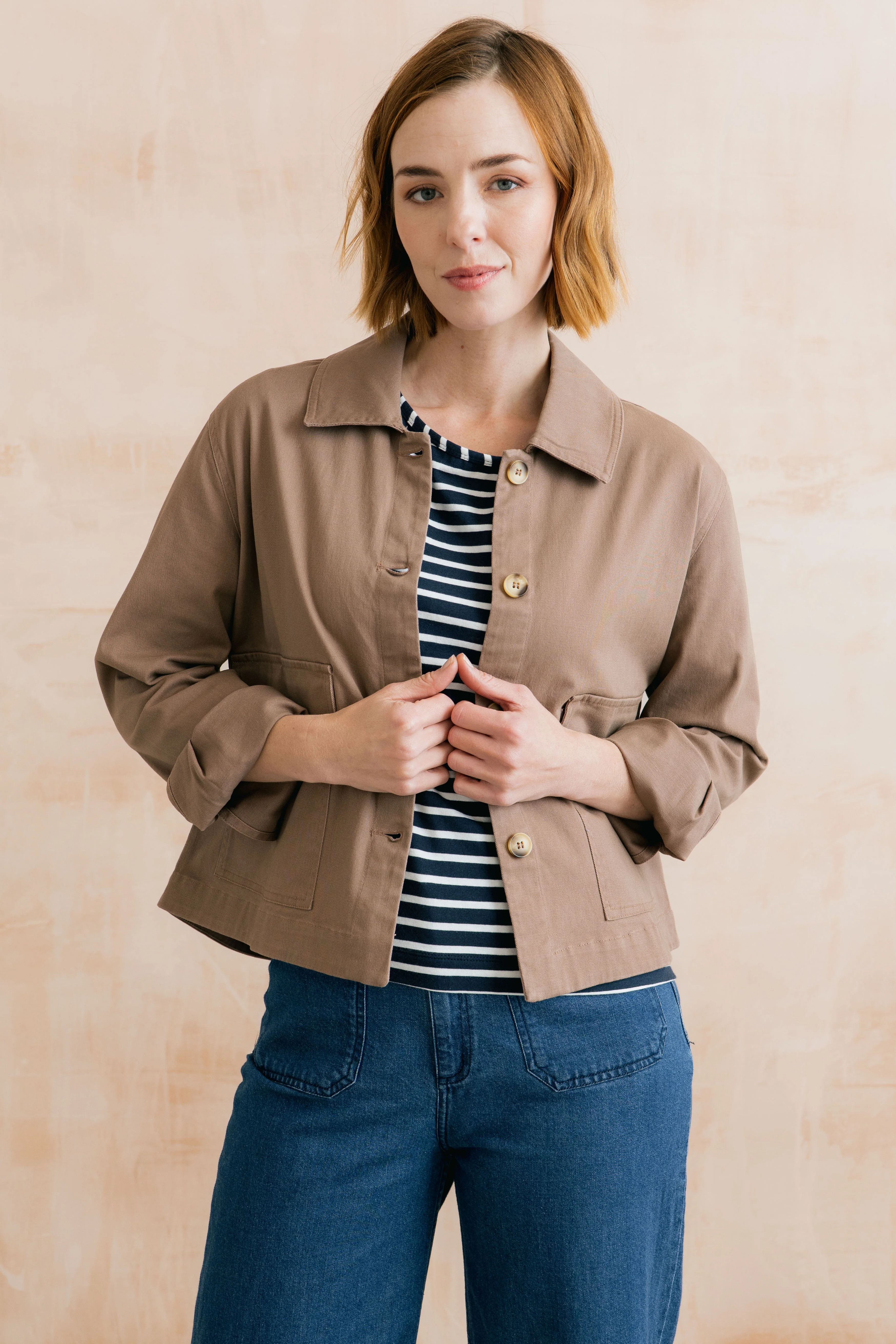 Effie Stretch Cotton Twill Jacket Mocha - Image 4