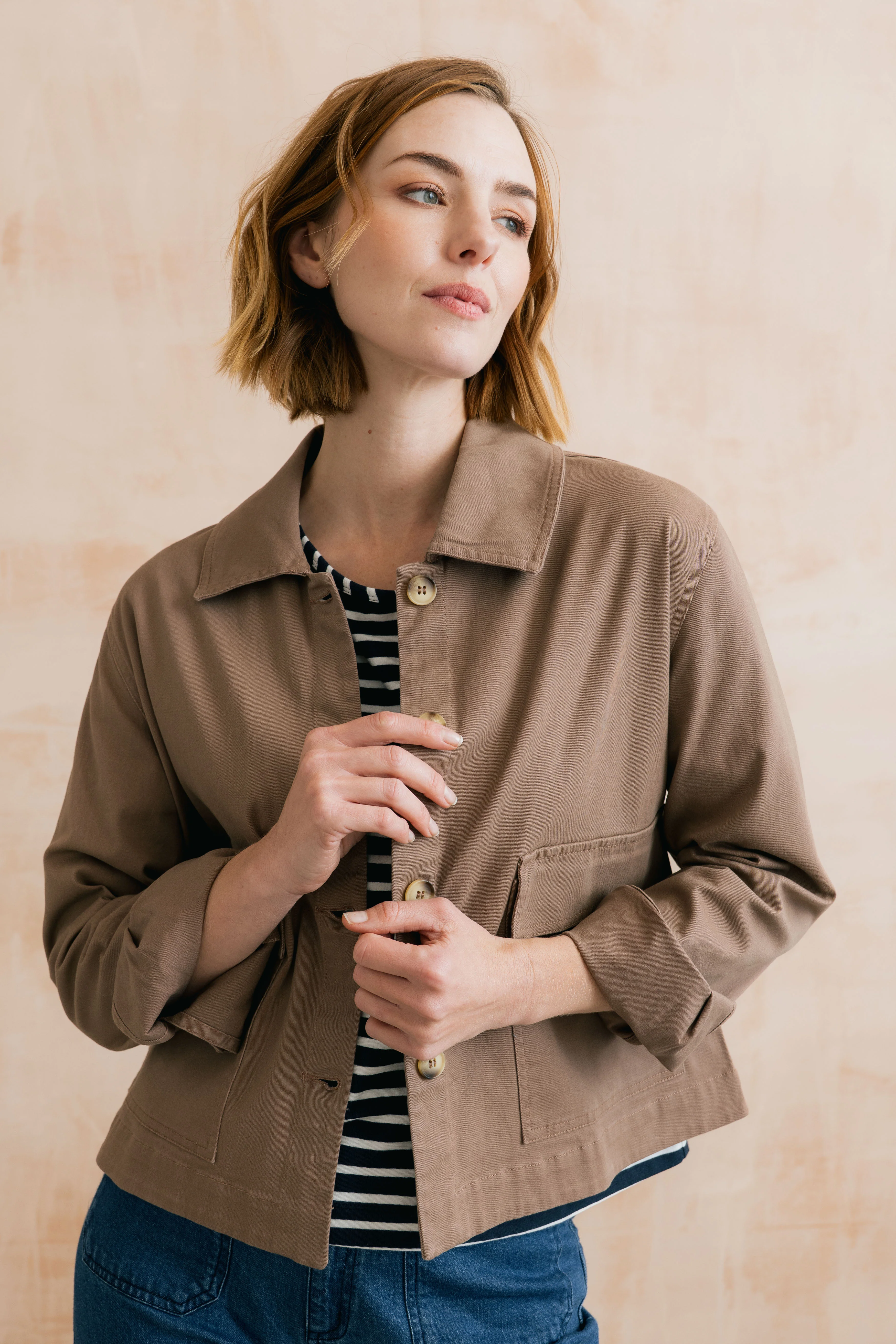 Effie Stretch Cotton Twill Jacket Mocha - Image 6